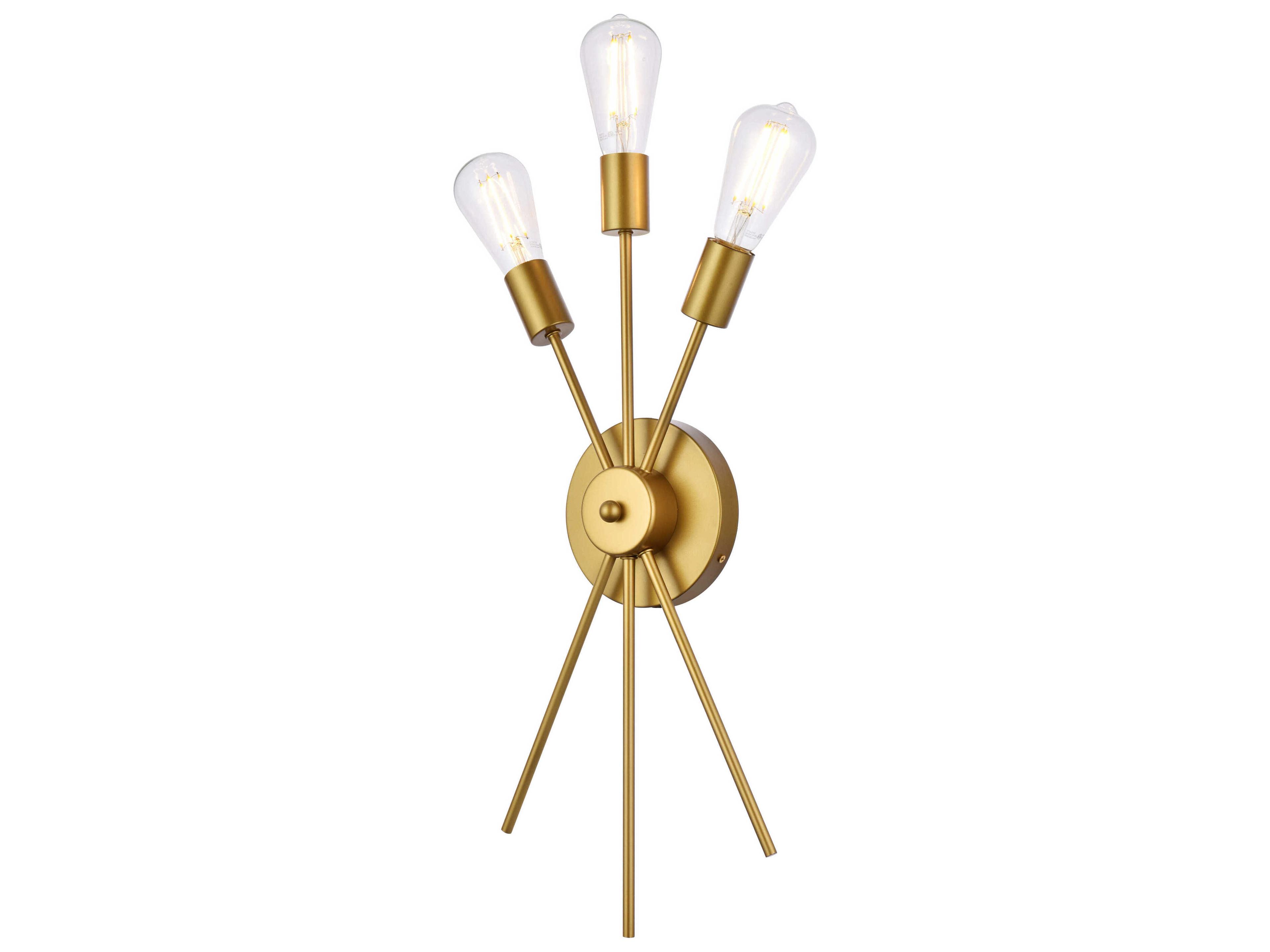 Elegant Lighting Lucca 3-Light Brass Wall Sconce
