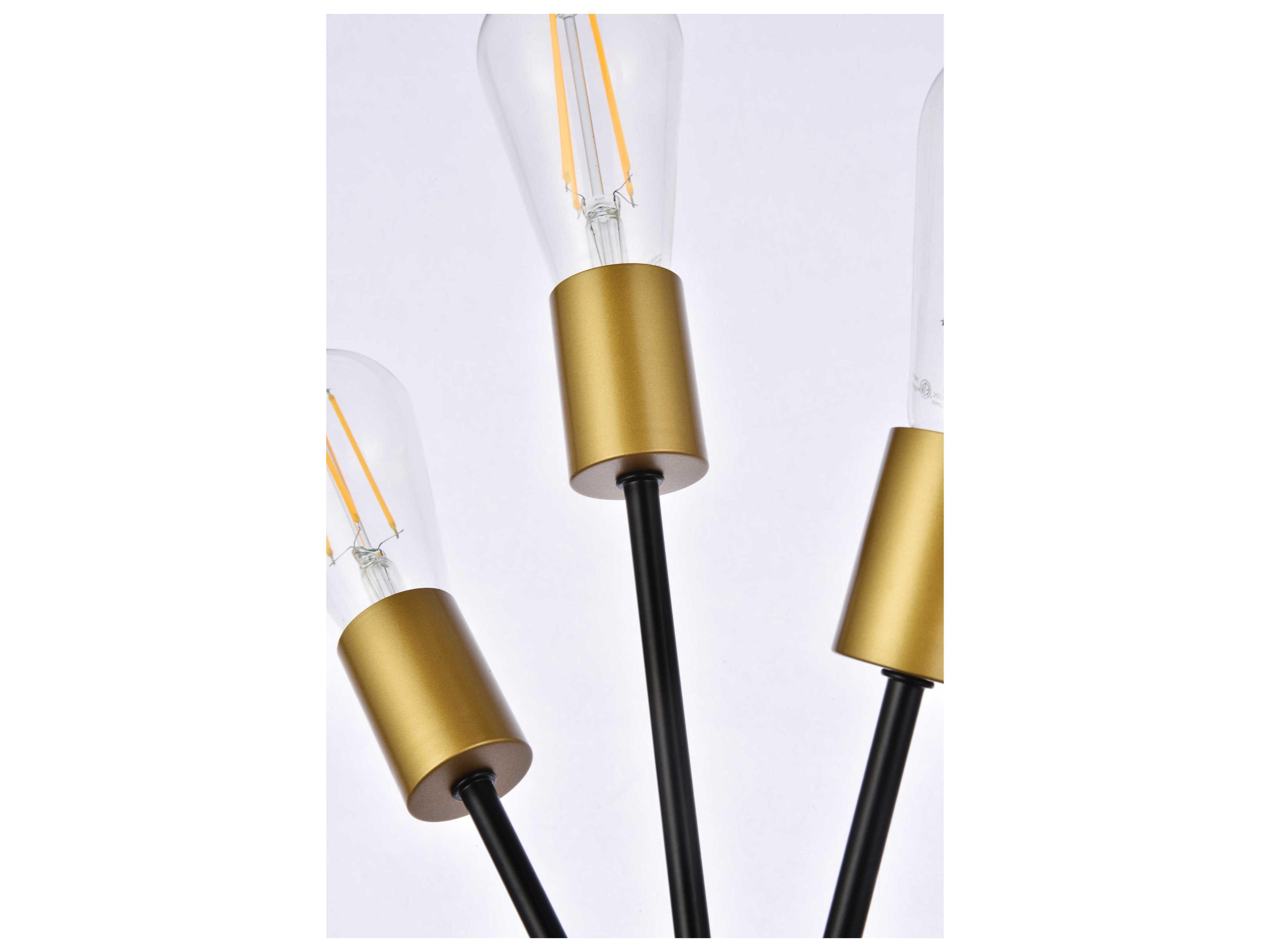 Elegant Lighting Lucca 3-Light Black And Brass Wall Sconce