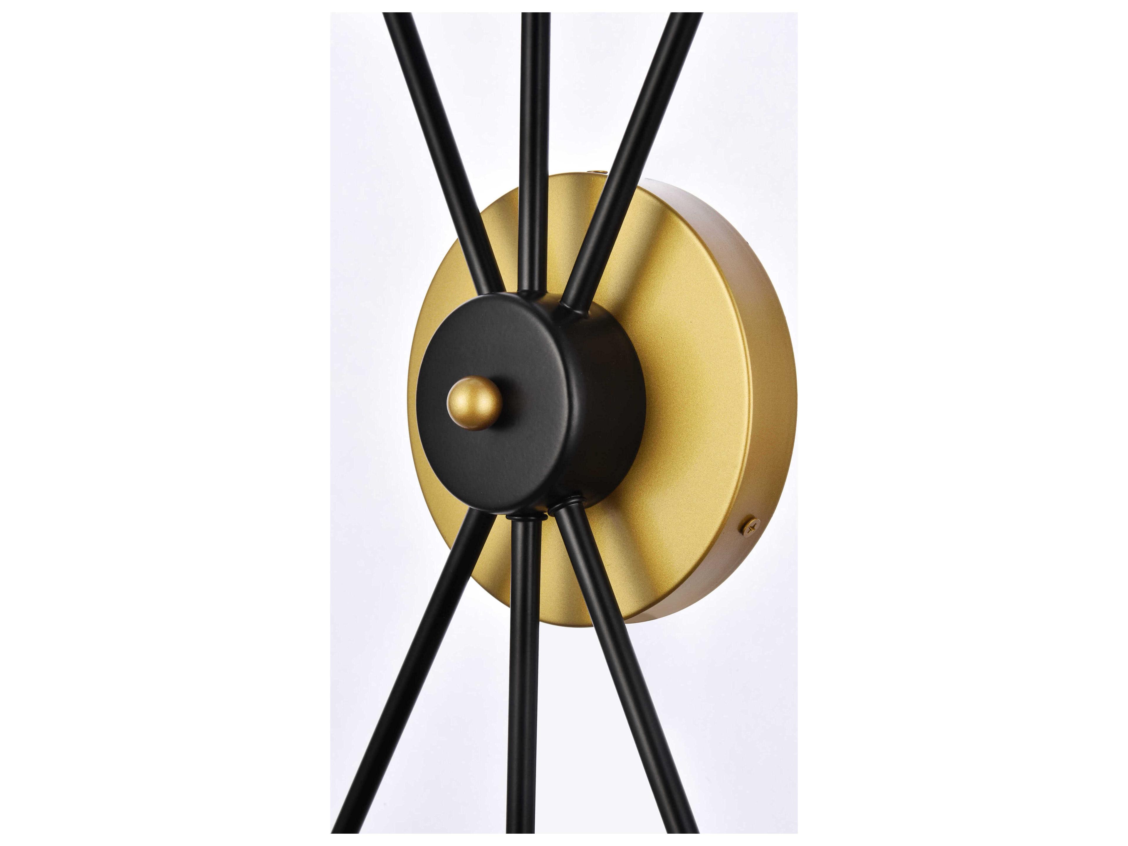 Elegant Lighting Lucca 3-Light Black And Brass Wall Sconce