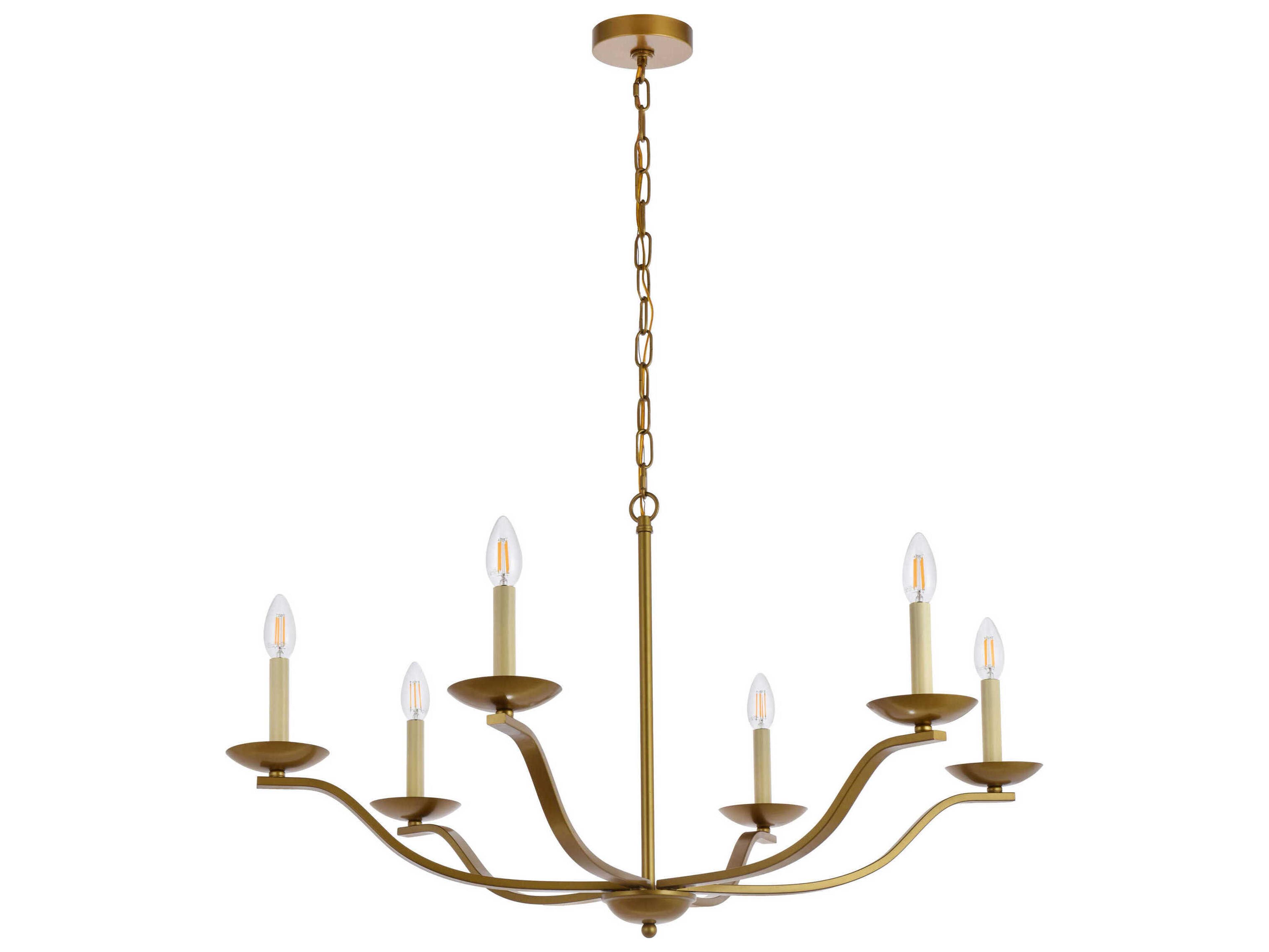 Elegant Lighting Trey 6-Light Brass Chandelier