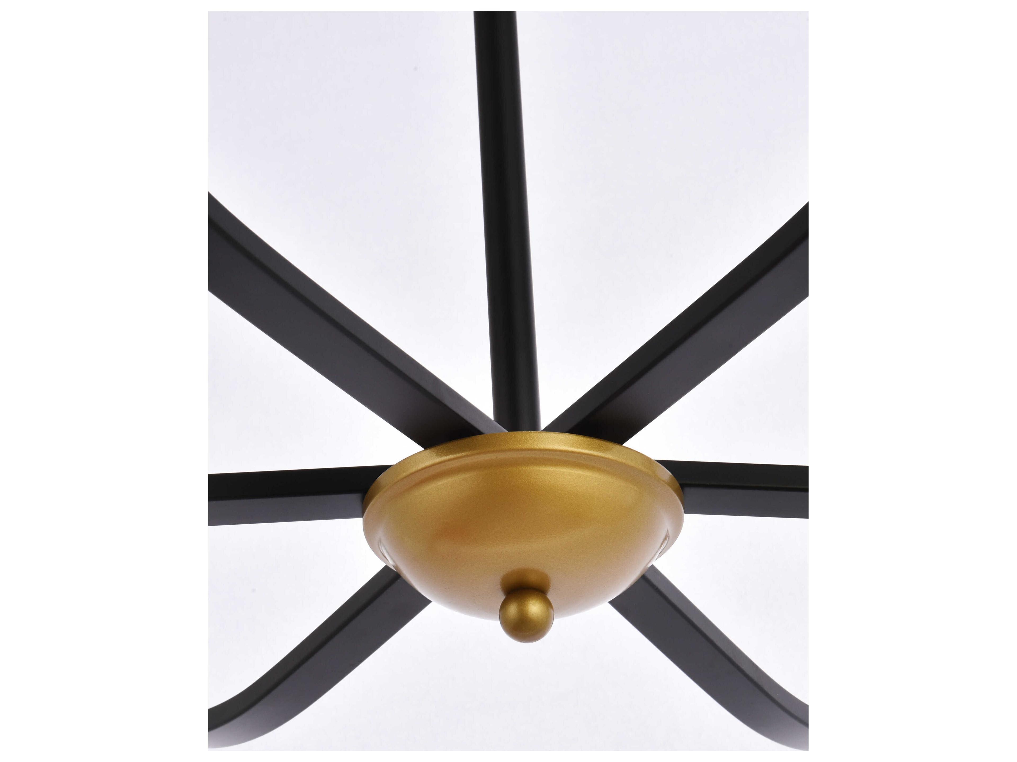 Elegant Lighting Trey 6-Light Black And Brass Chandelier