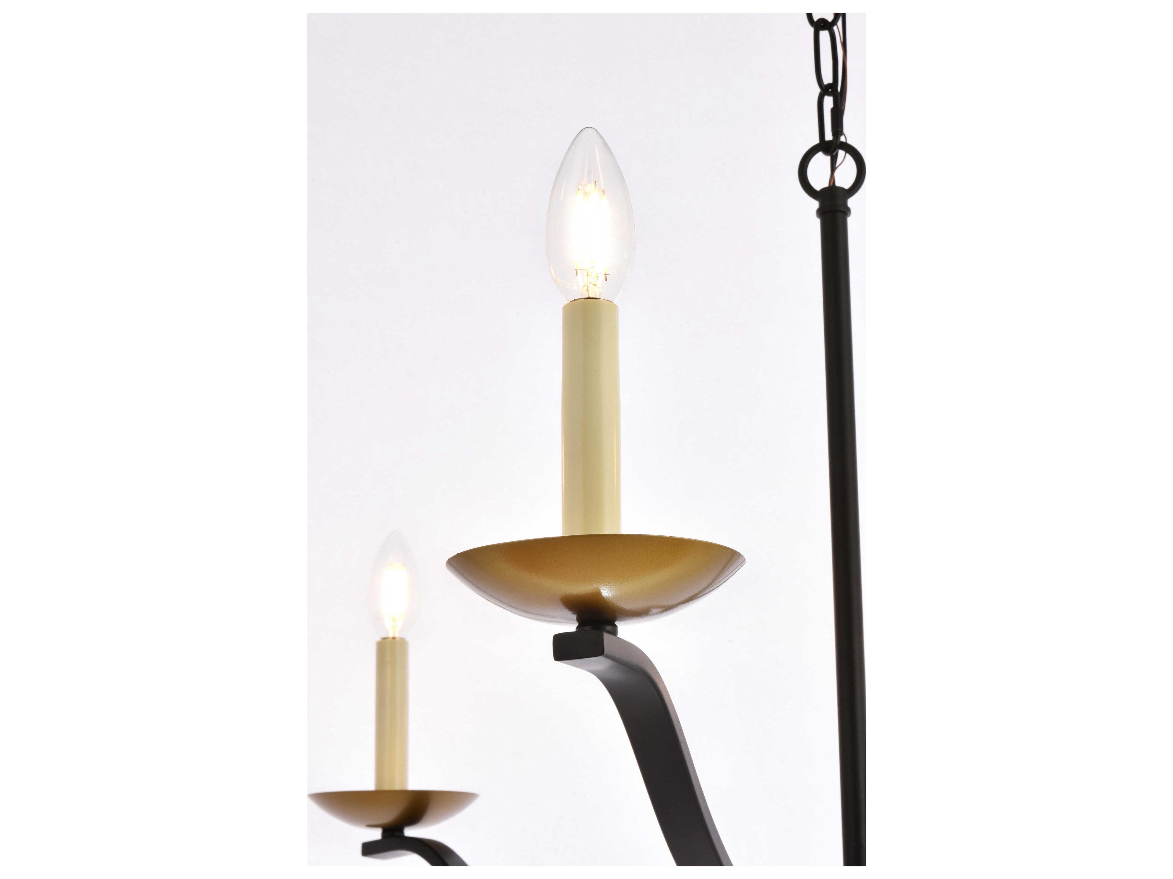 Elegant Lighting Trey 6-Light Black And Brass Chandelier