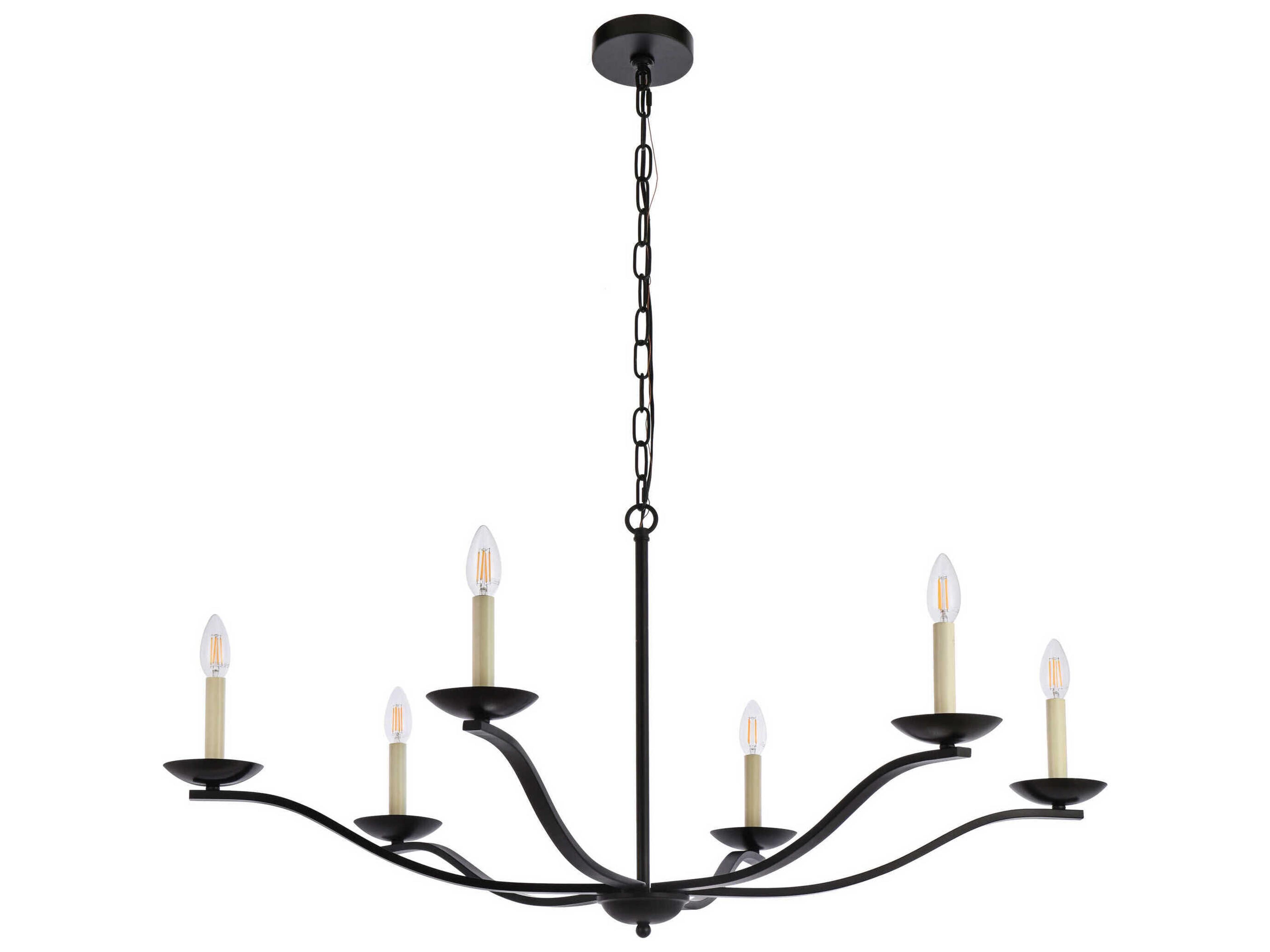 Elegant Lighting Trey 6-Light Black Chandelier