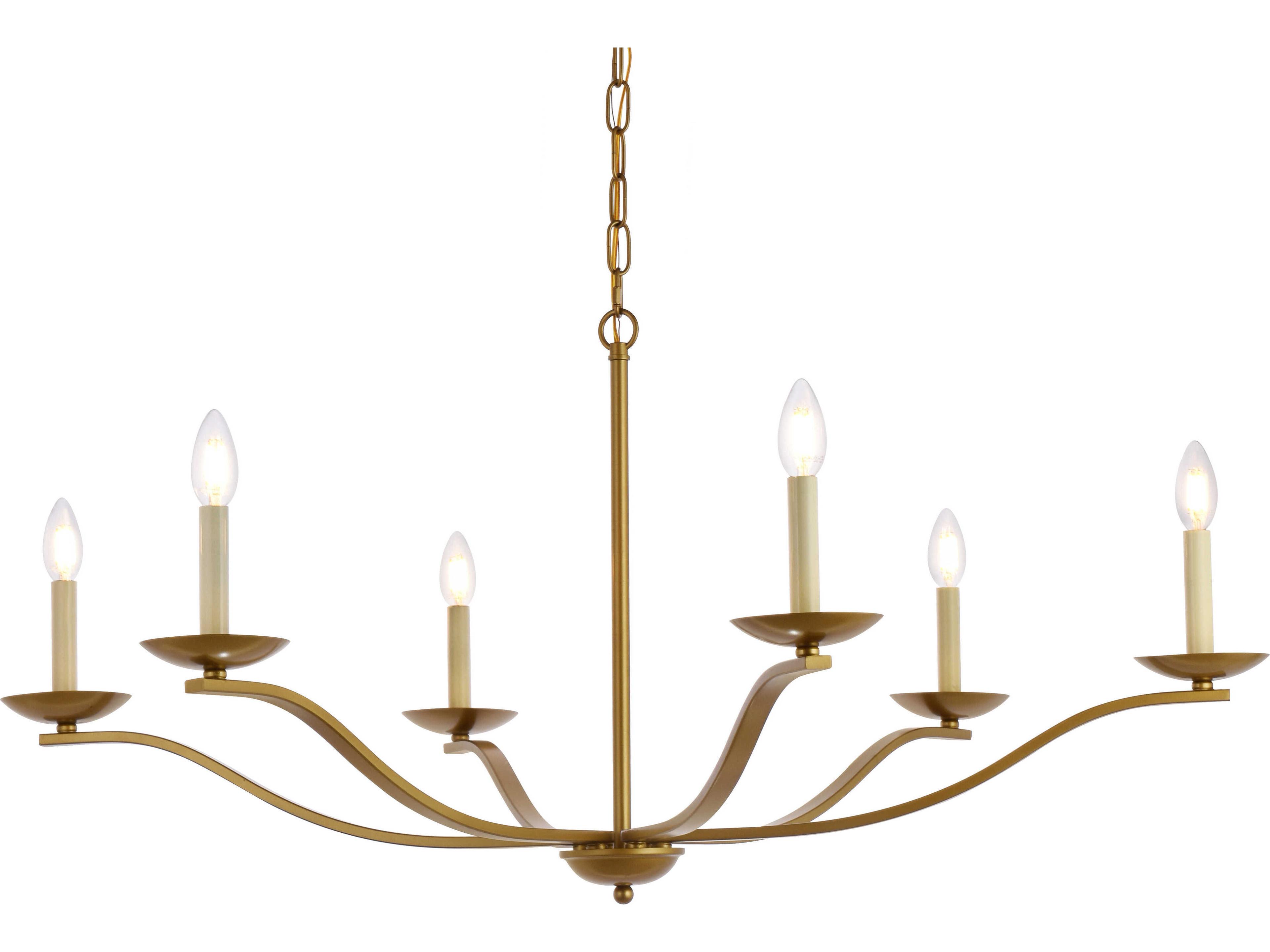 Elegant Lighting Trey 6-Light Brass Chandelier