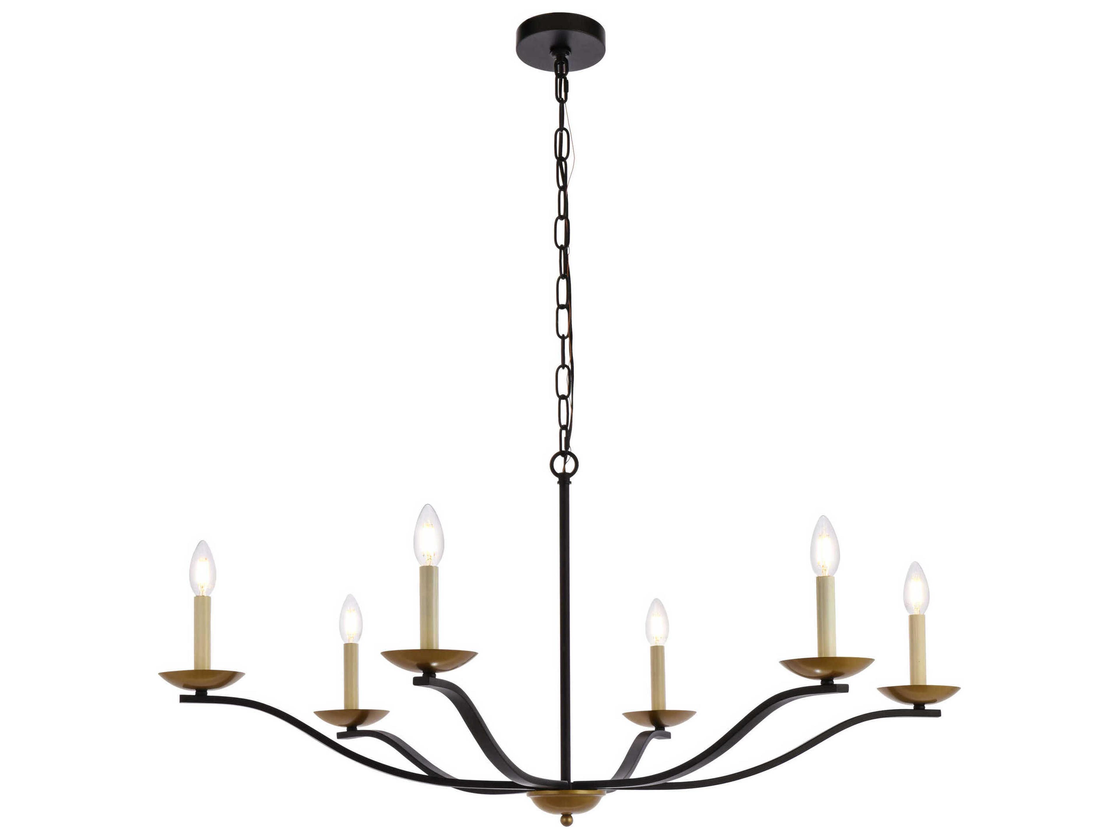 Trey 6-Light Black And Brass Chandelier