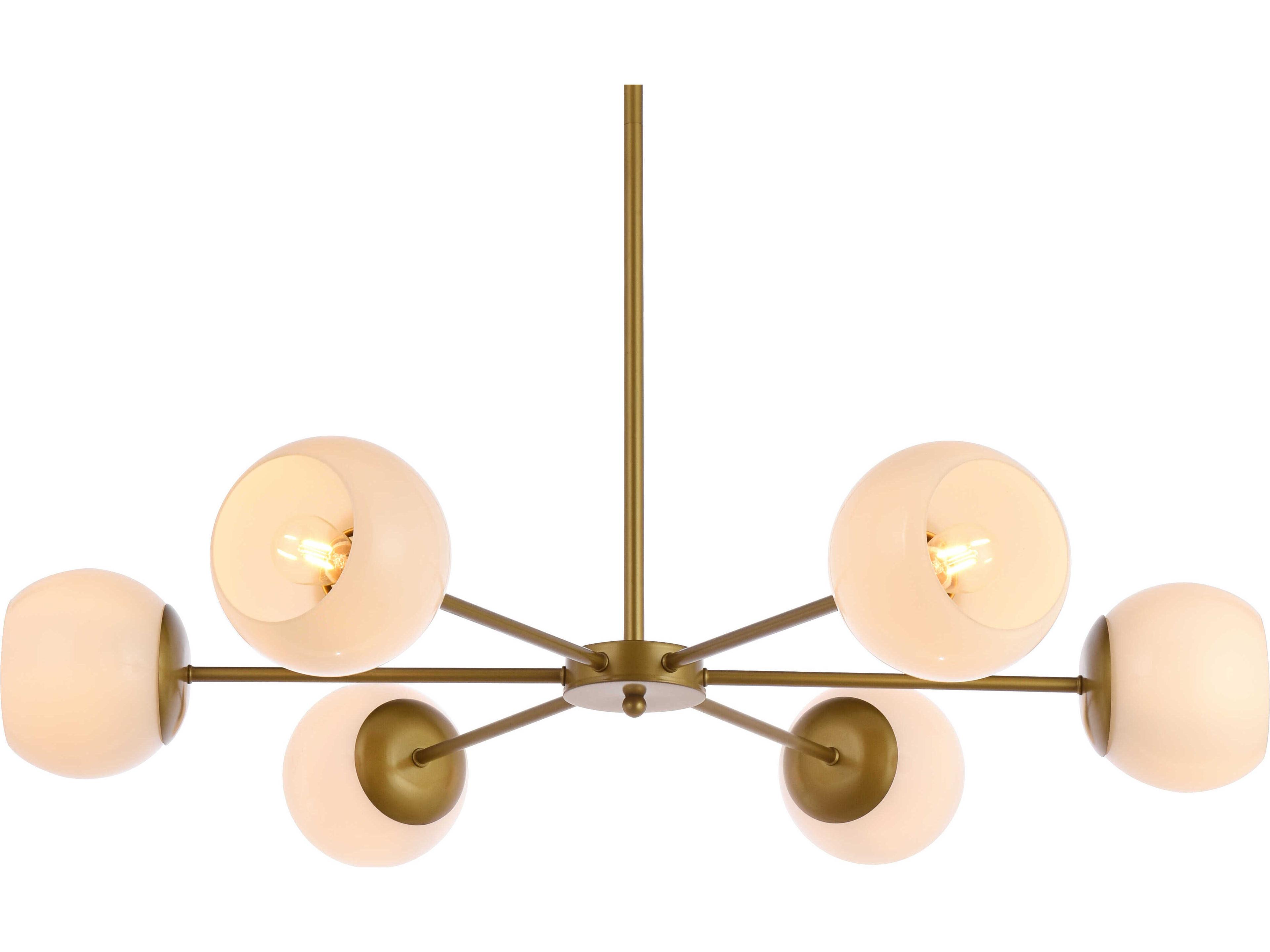 Elegant Lighting Briggs 6-Light Brass And White Glass Globe Chandelier