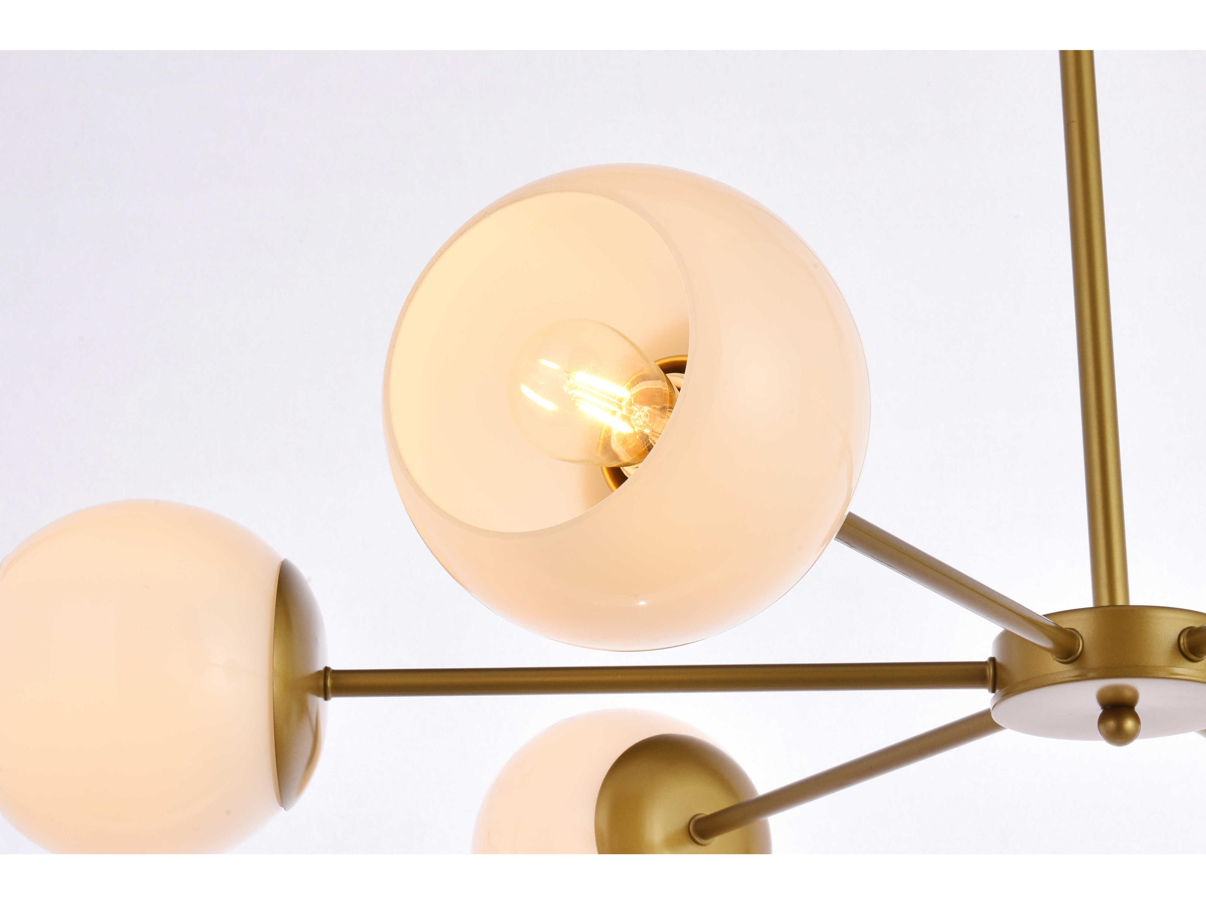 Elegant Lighting Briggs 6-Light Brass And White Glass Globe Chandelier