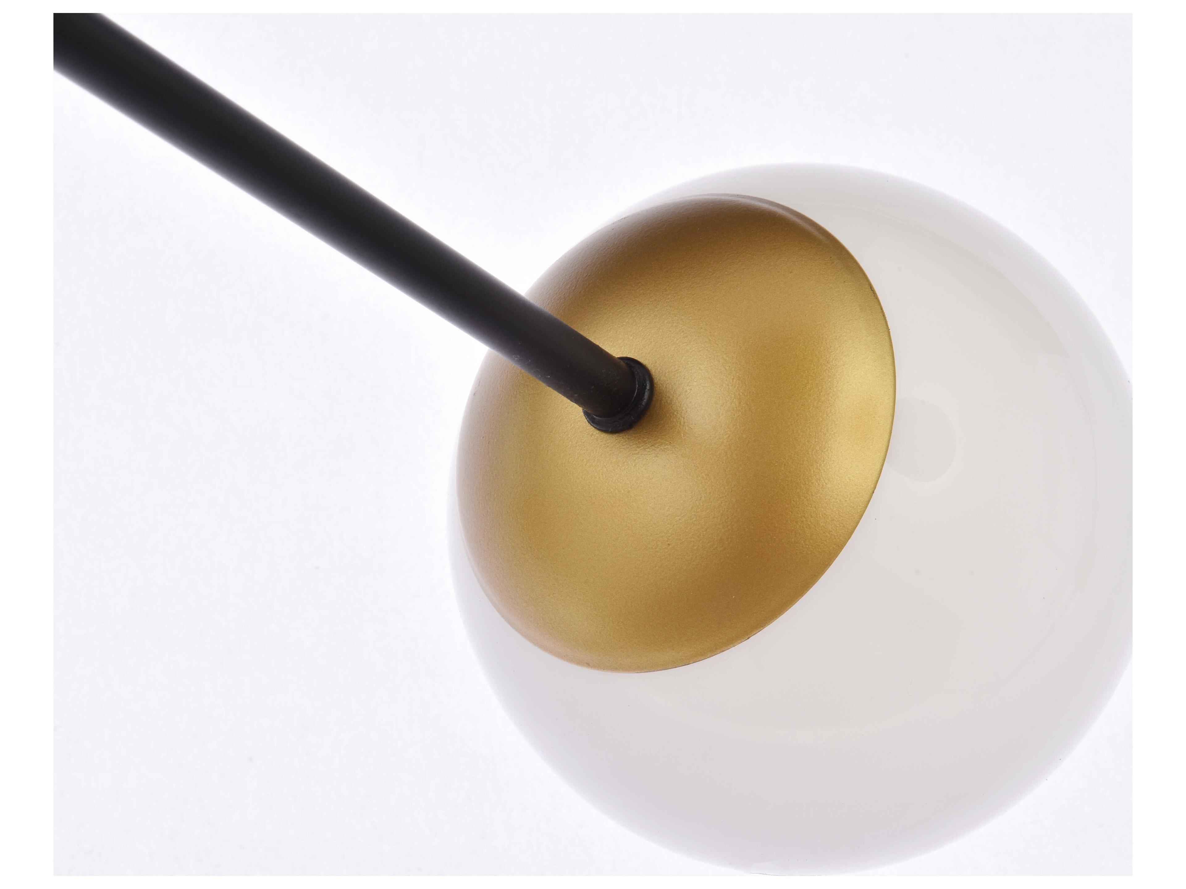 Elegant Lighting Briggs 6-Light Black And Brass White Glass Globe Chandelier