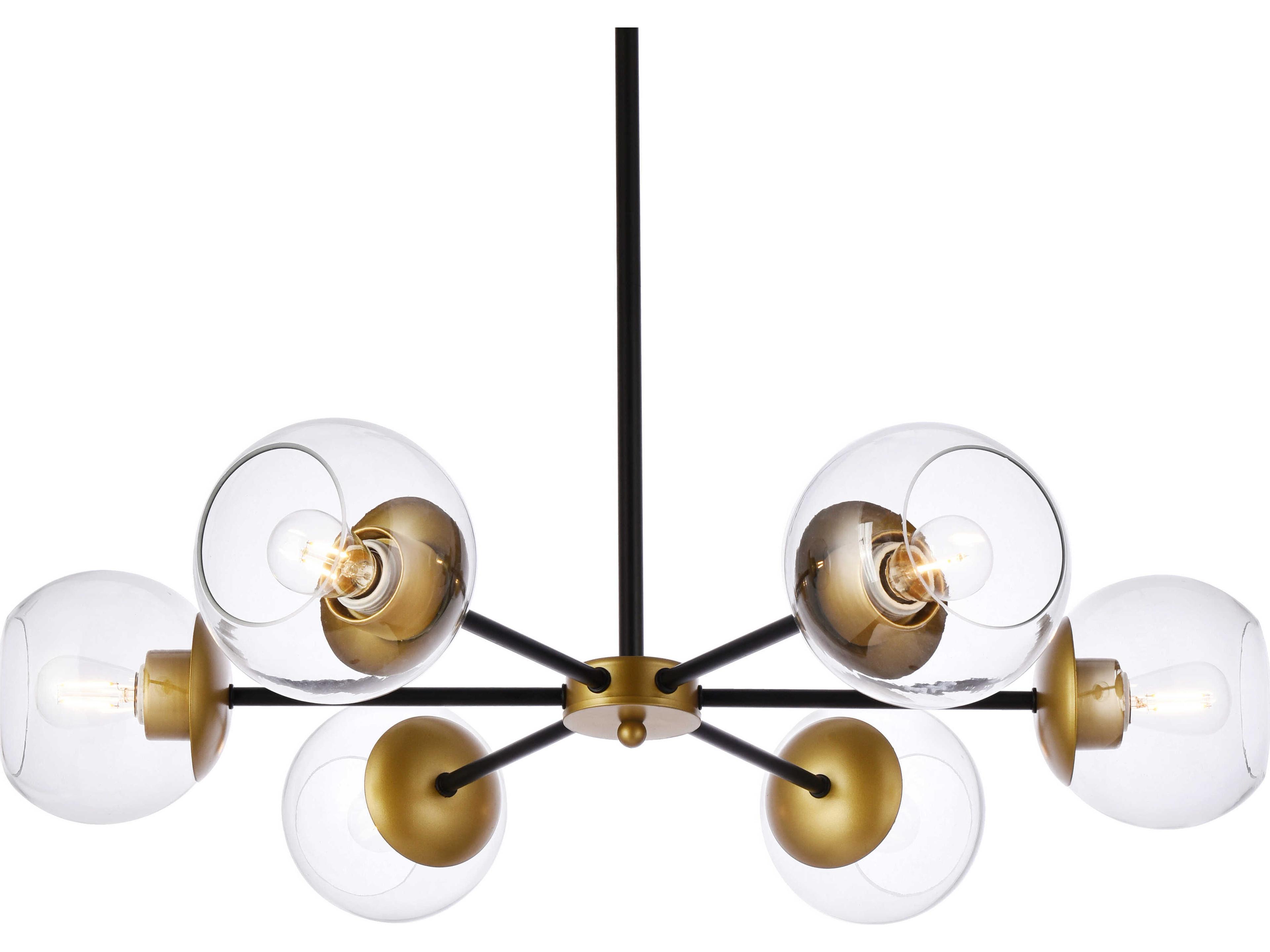 Elegant Lighting Briggs 6-Light Black And Brass Clear Glass Globe Chandelier