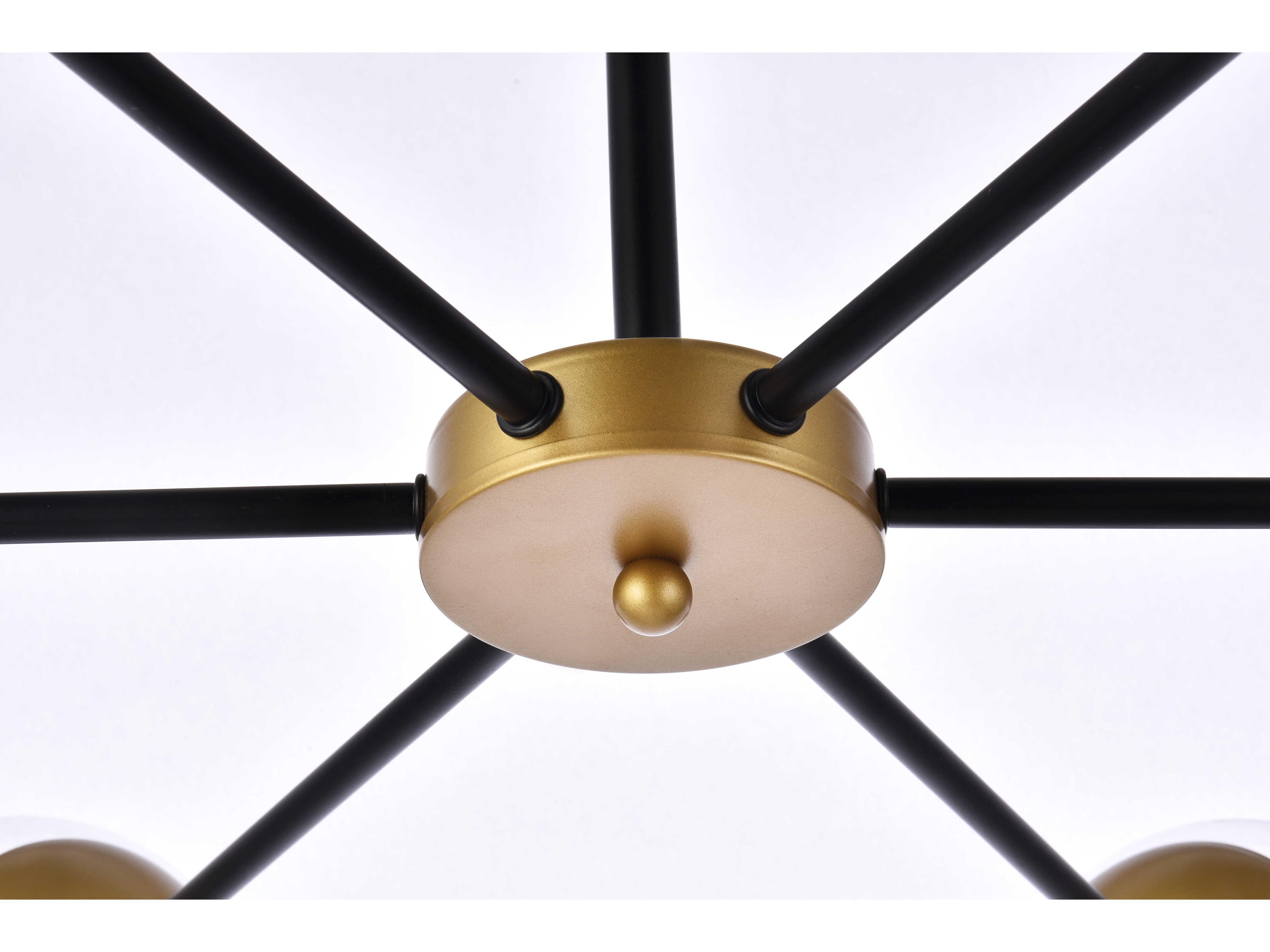 Elegant Lighting Briggs 6-Light Black And Brass Clear Glass Globe Chandelier