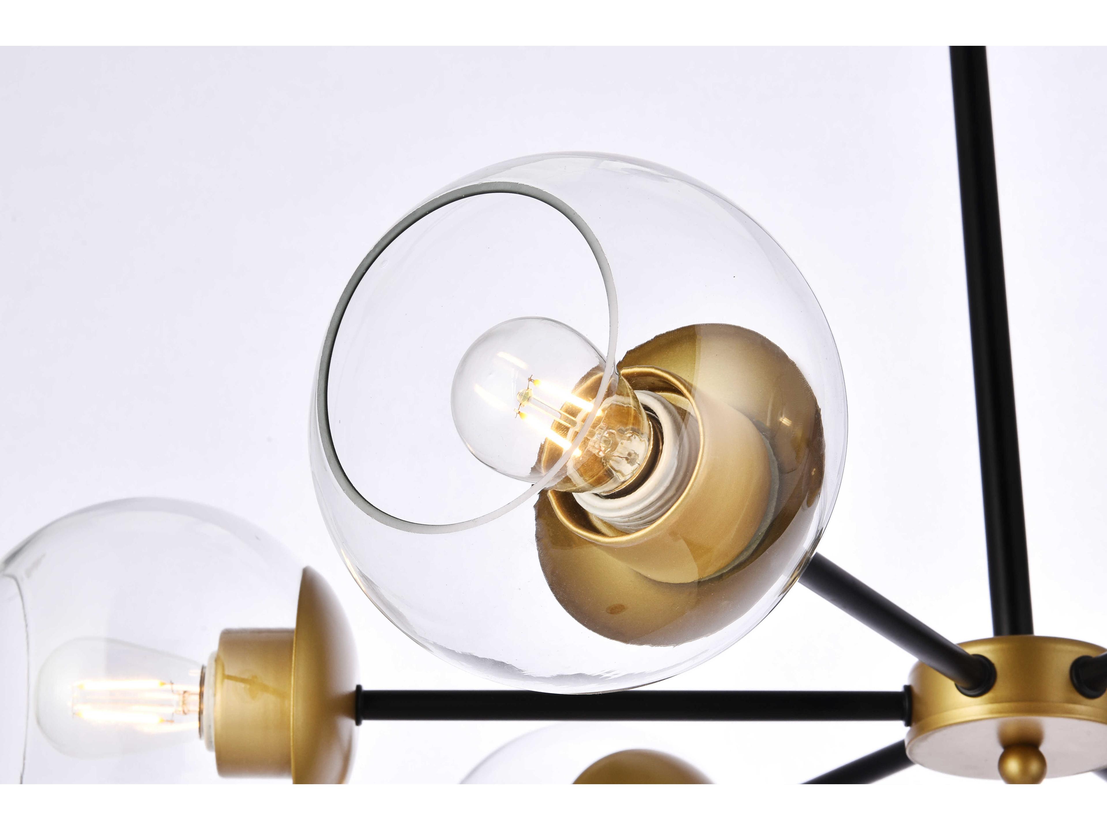 Elegant Lighting Briggs 6-Light Black And Brass Clear Glass Globe Chandelier