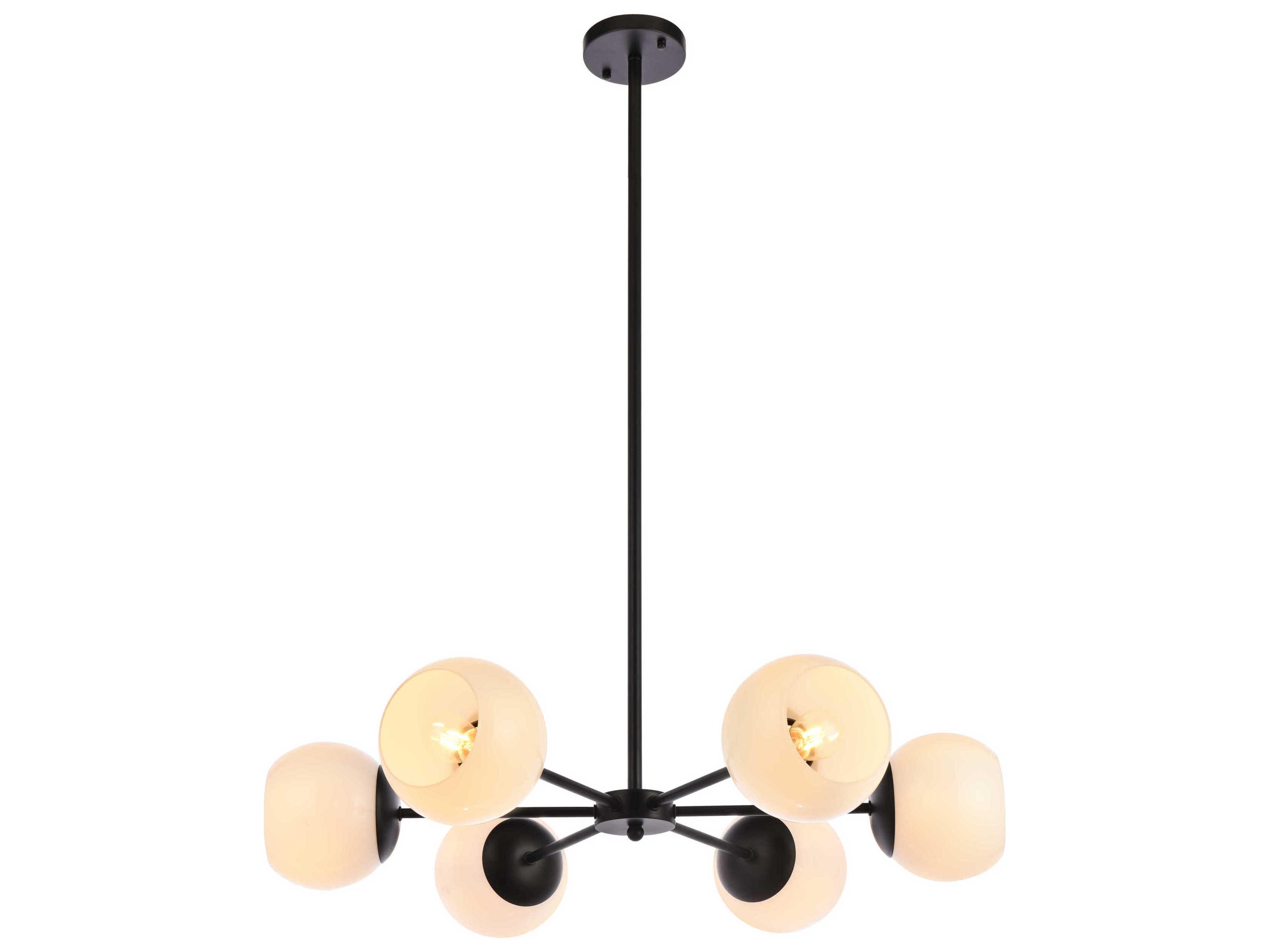 Briggs 6-Light Black And White Glass Globe Chandelier