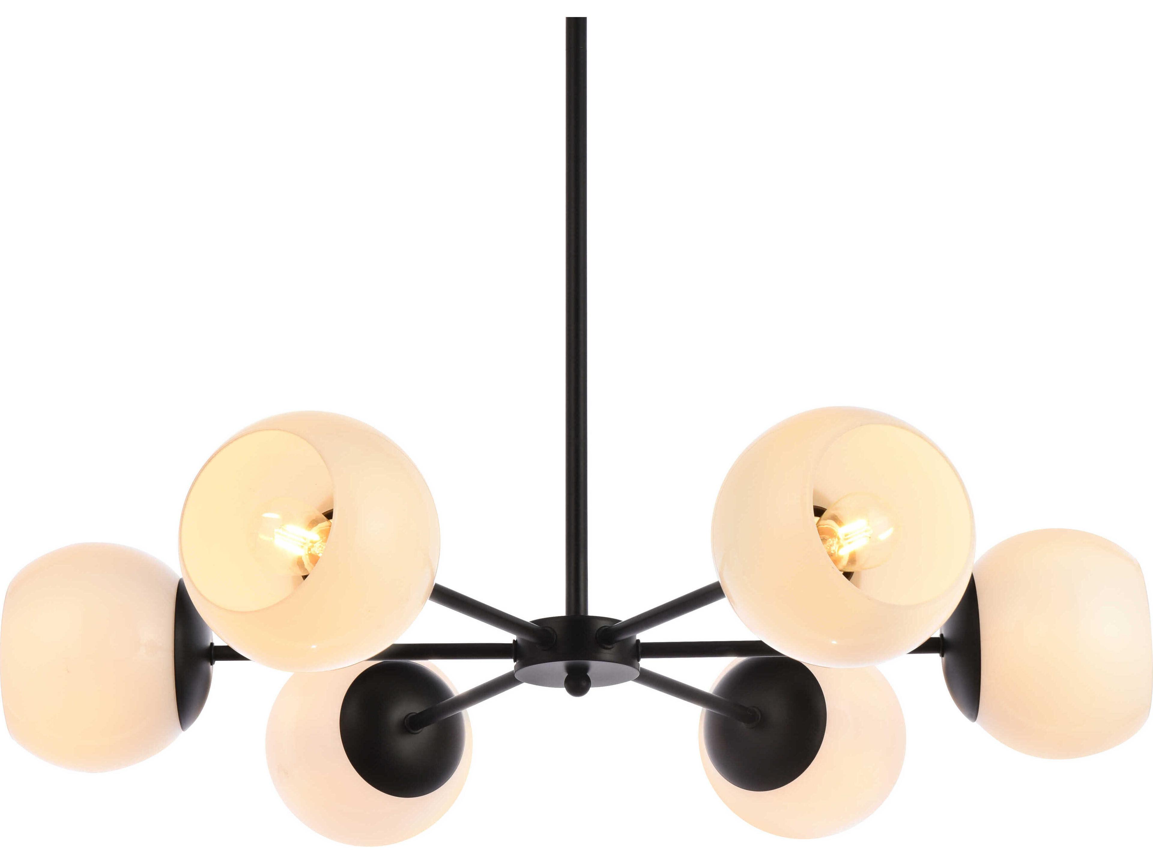 Elegant Lighting Briggs 6-Light Black And White Glass Globe Chandelier