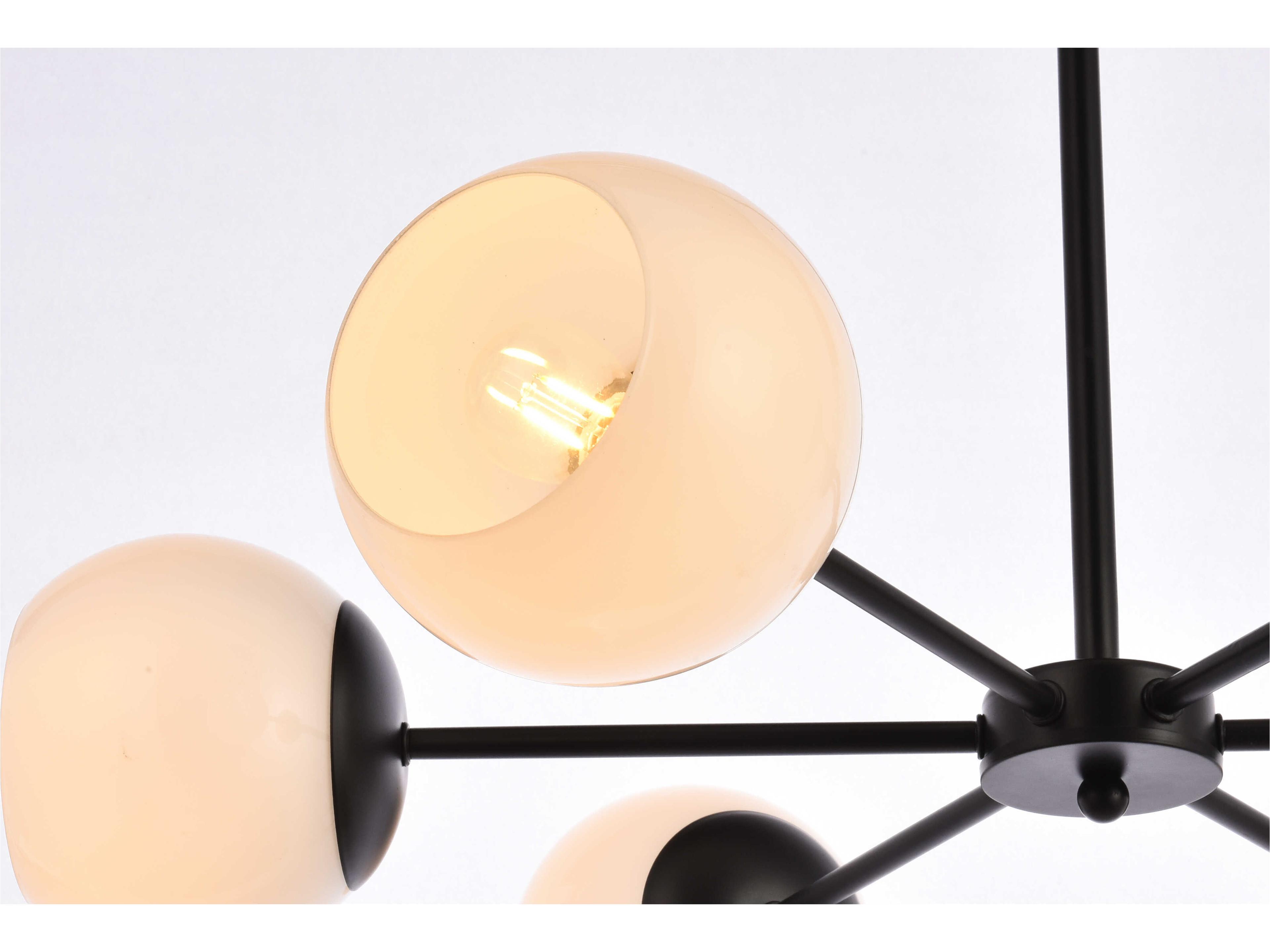 Elegant Lighting Briggs 6-Light Black And White Glass Globe Chandelier