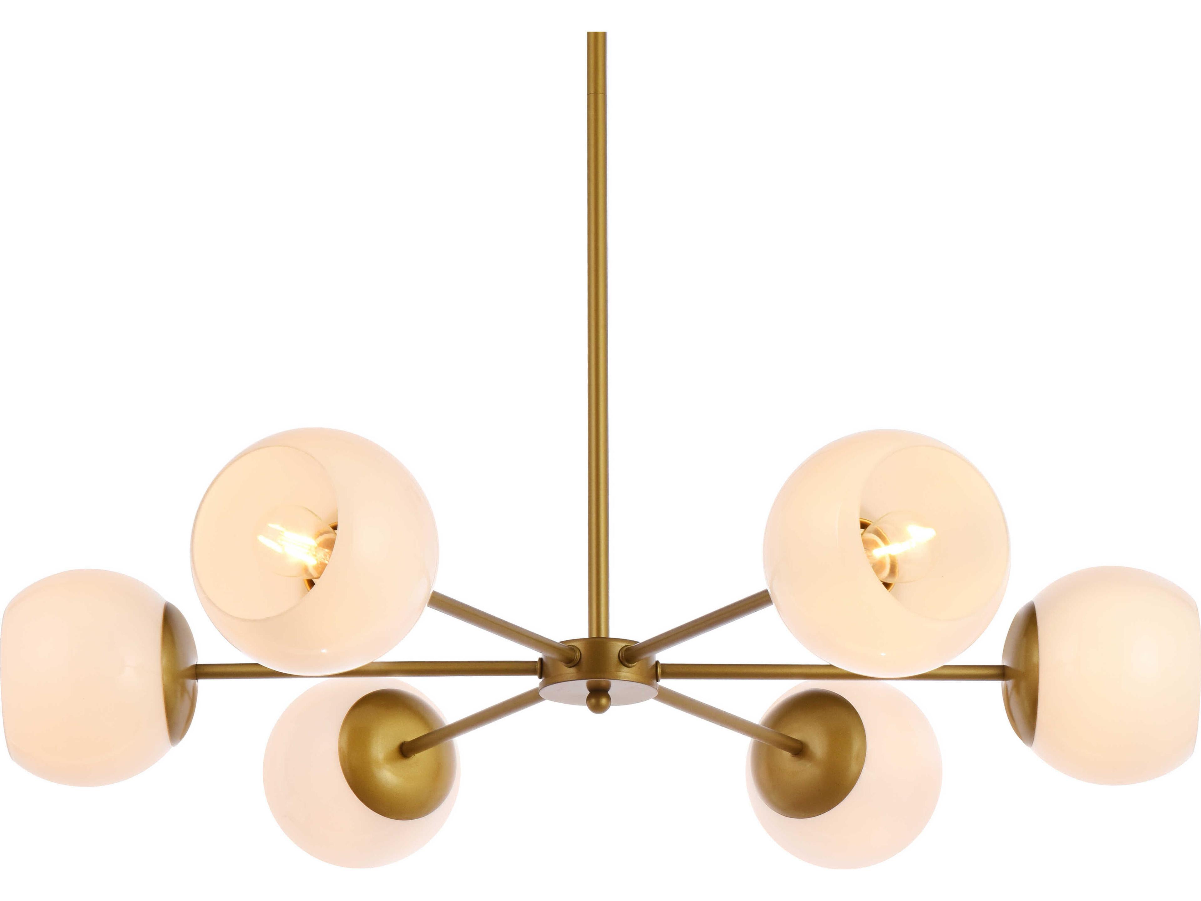 Elegant Lighting Briggs 6-Light Brass And White Glass Globe Chandelier