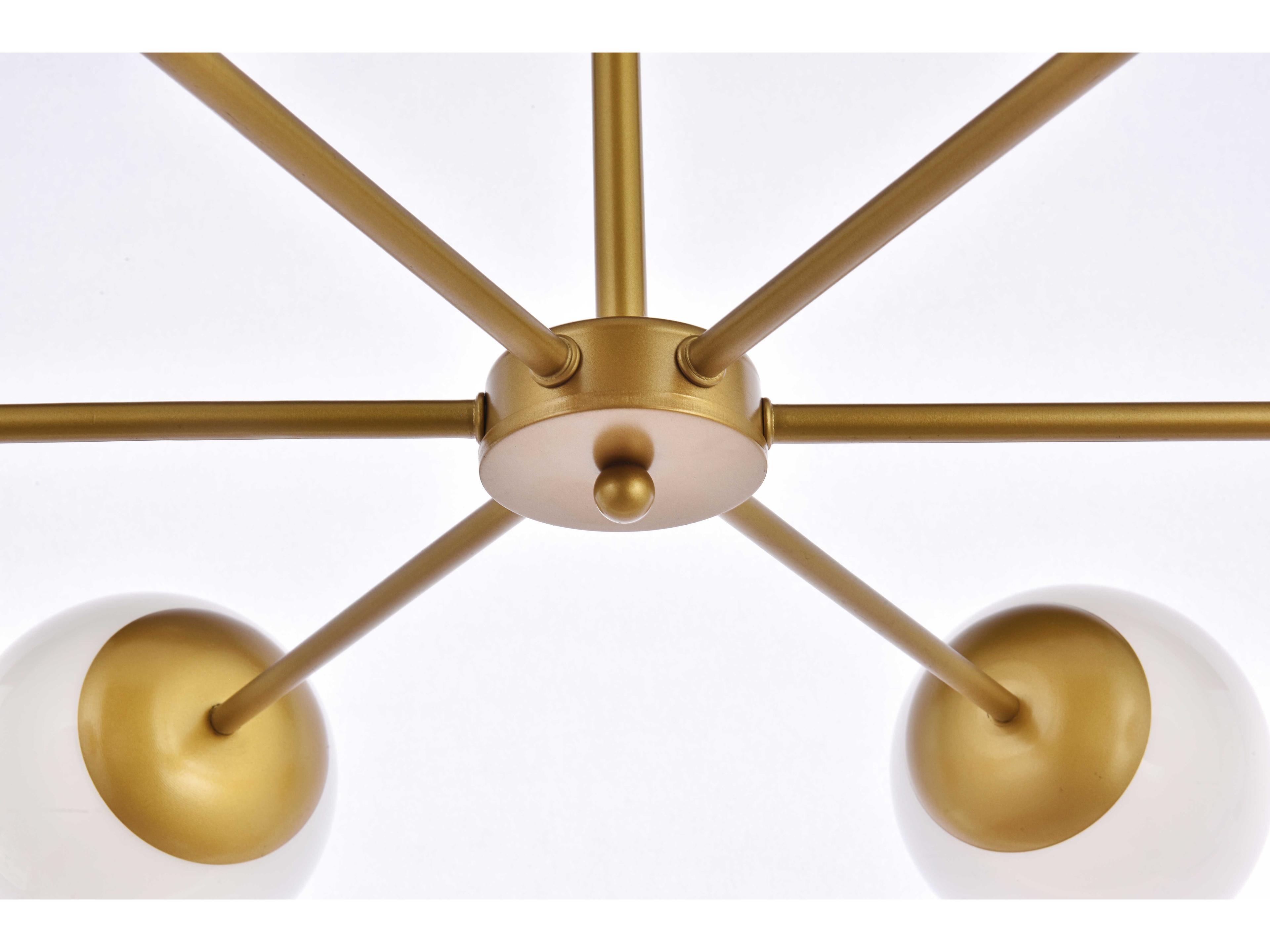 Elegant Lighting Briggs 6-Light Brass And White Glass Globe Chandelier