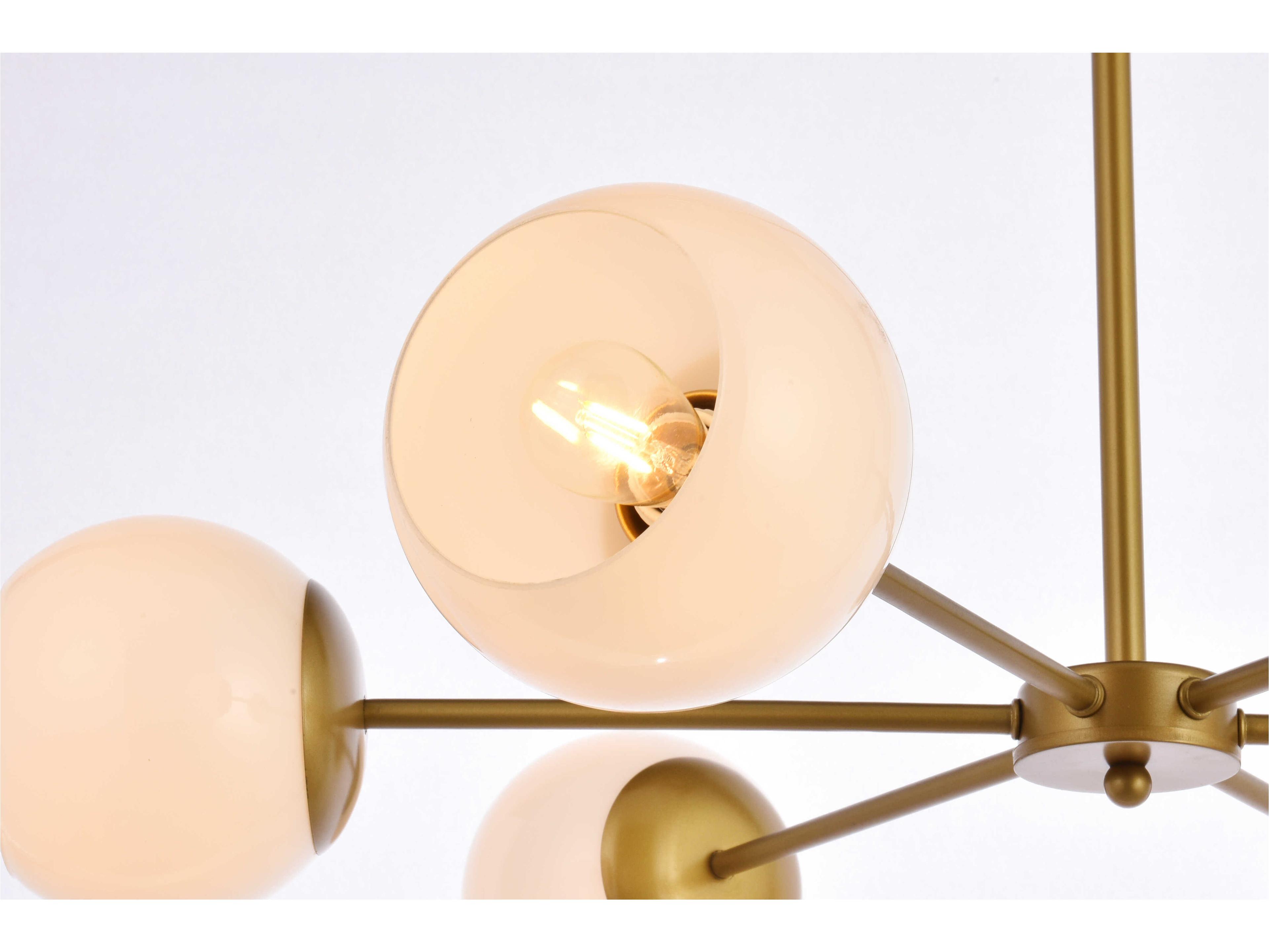 Elegant Lighting Briggs 6-Light Brass And White Glass Globe Chandelier