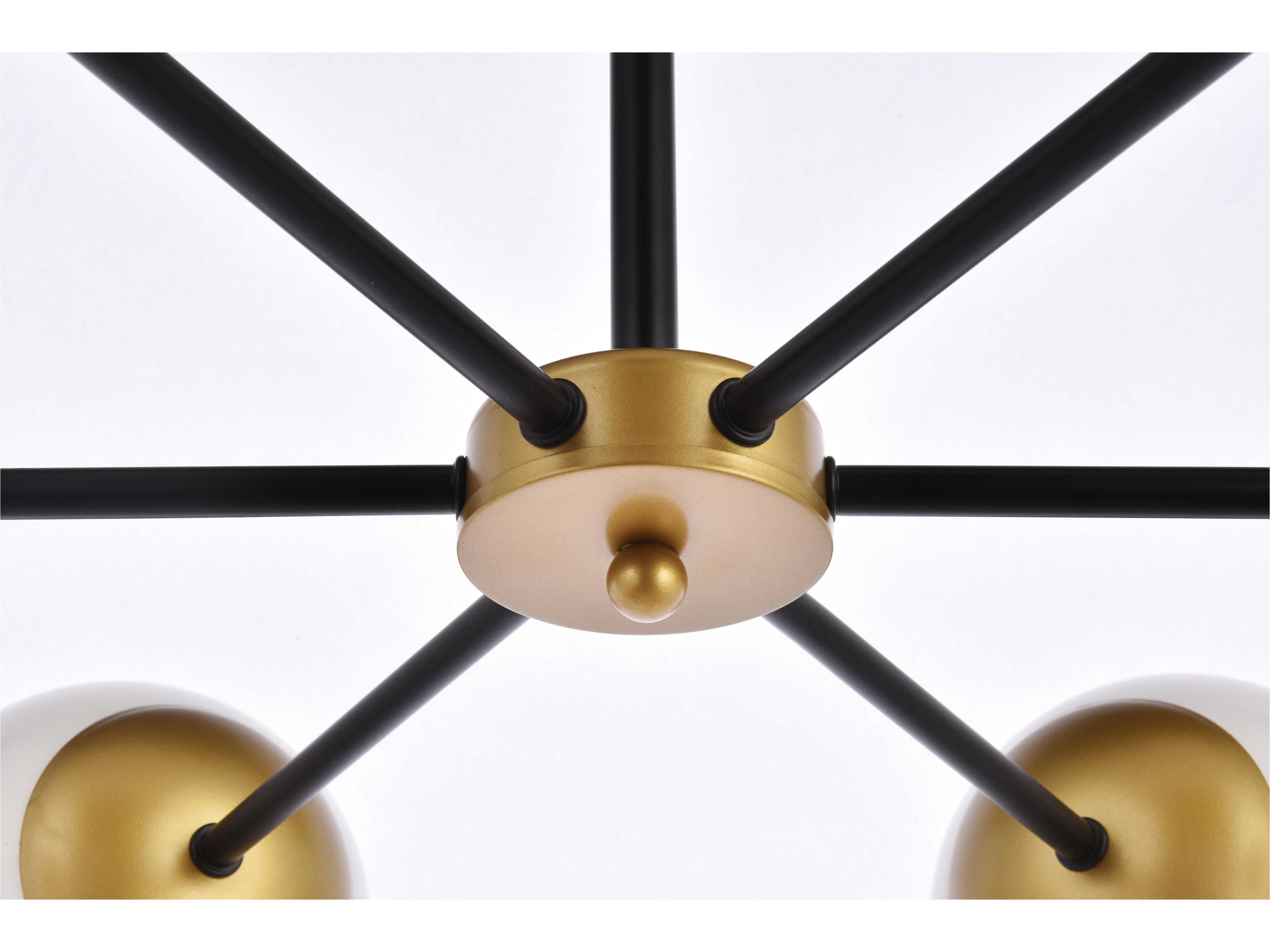 Elegant Lighting Briggs 6-Light Black And Brass White Glass Globe Chandelier