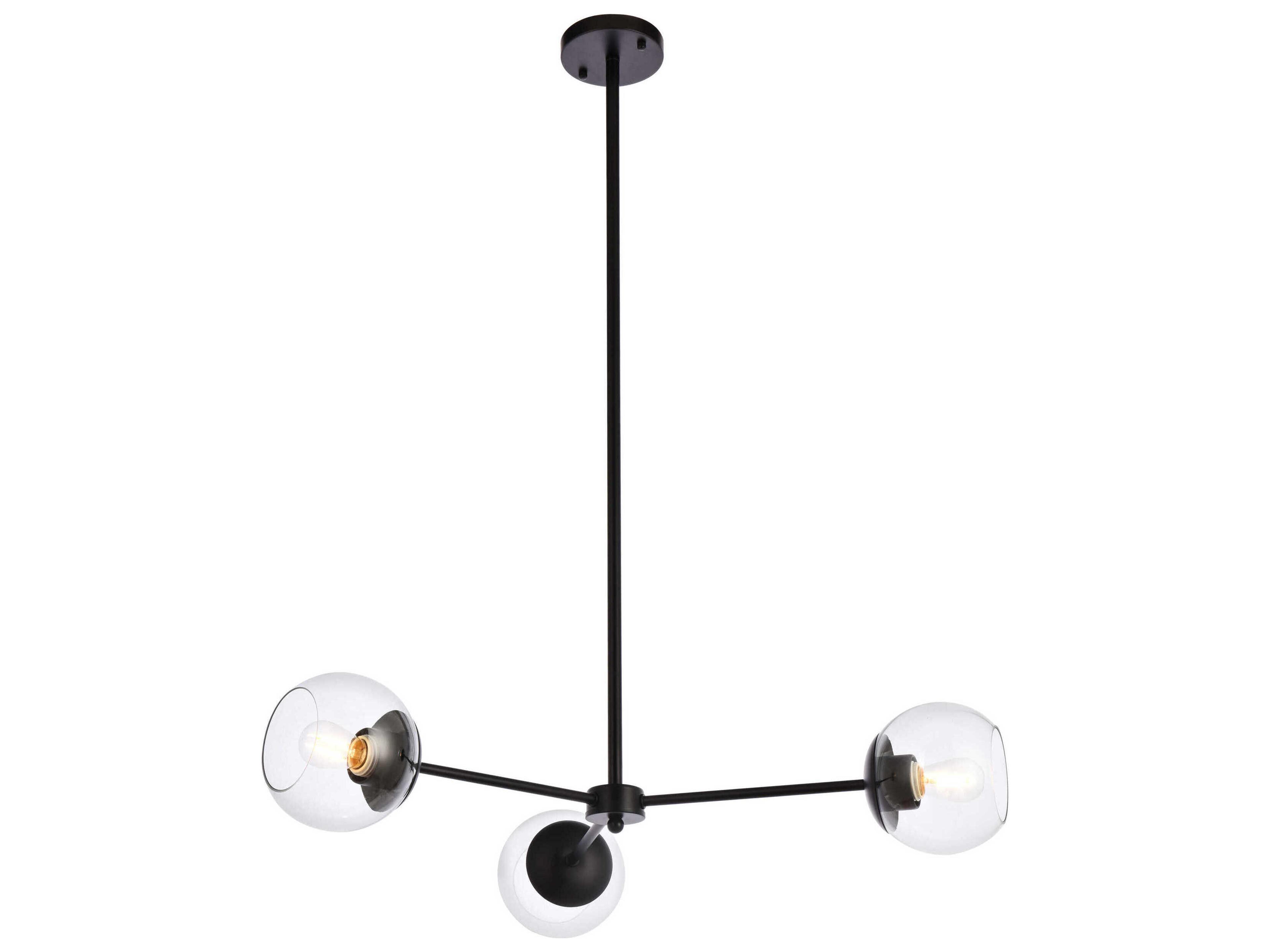 Briggs 3-Light Black And Clear Glass Globe Chandelier