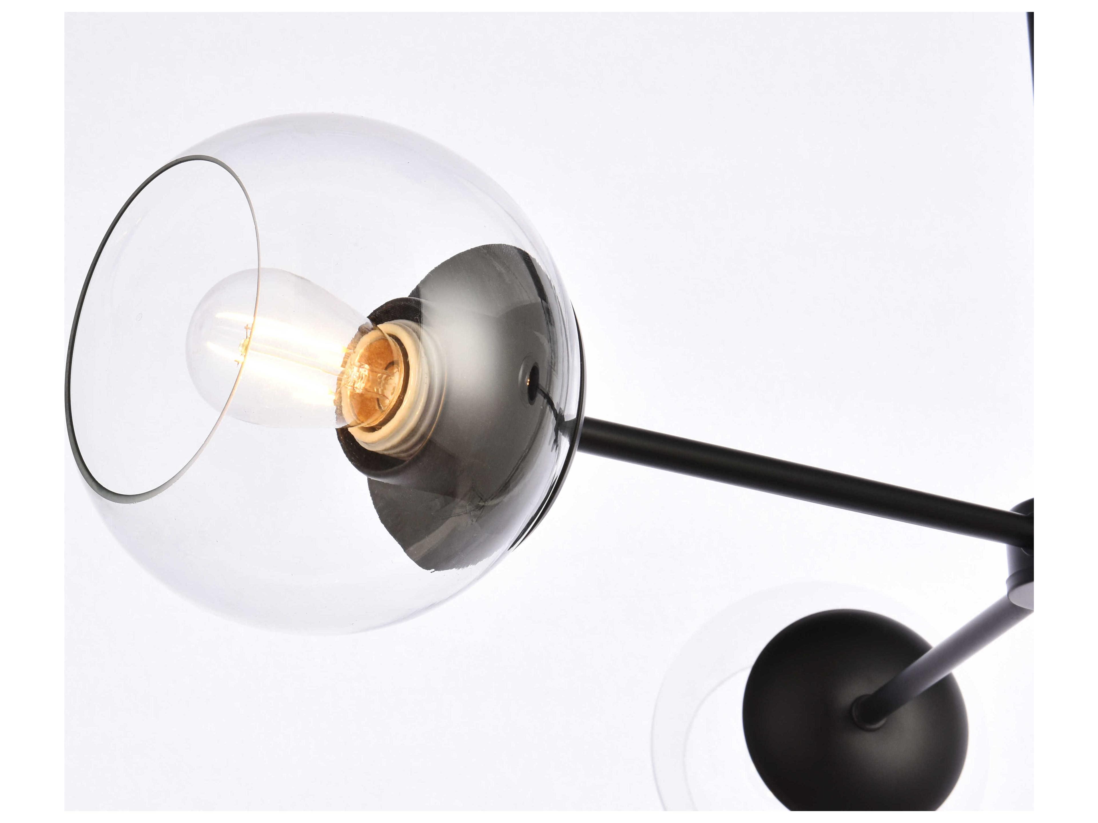 Elegant Lighting Briggs 3-Light Black And Clear Glass Globe Chandelier
