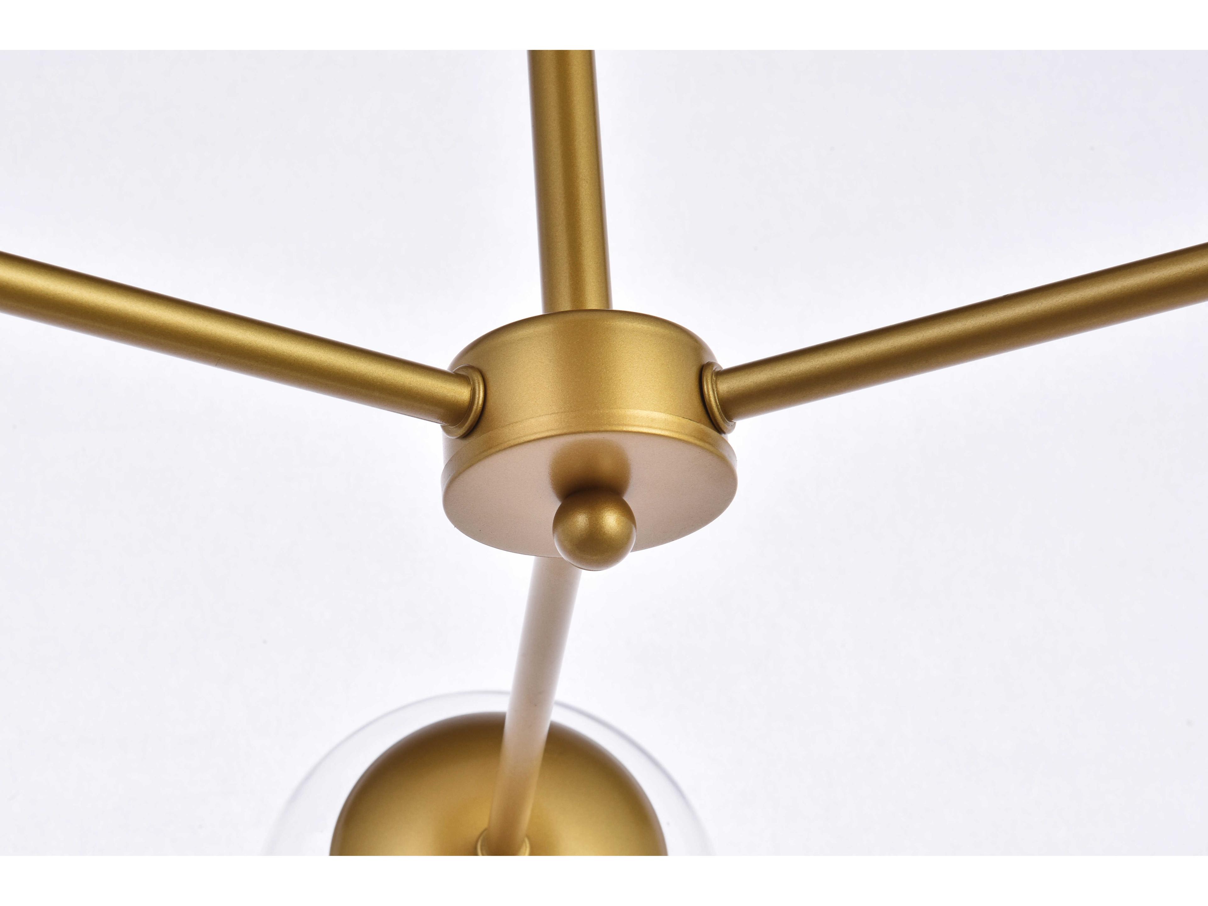 Elegant Lighting Briggs 3-Light Brass And Clear Glass Globe Chandelier