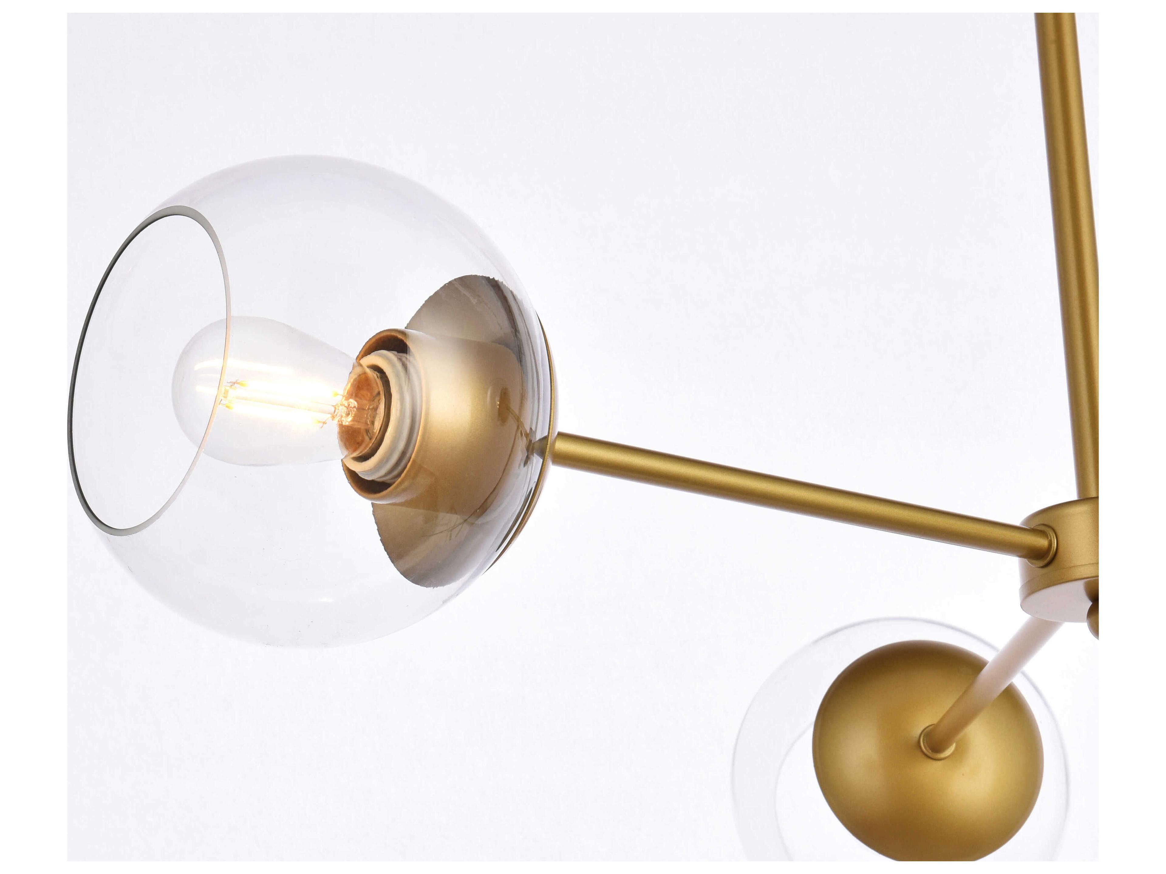 Elegant Lighting Briggs 3-Light Brass And Clear Glass Globe Chandelier