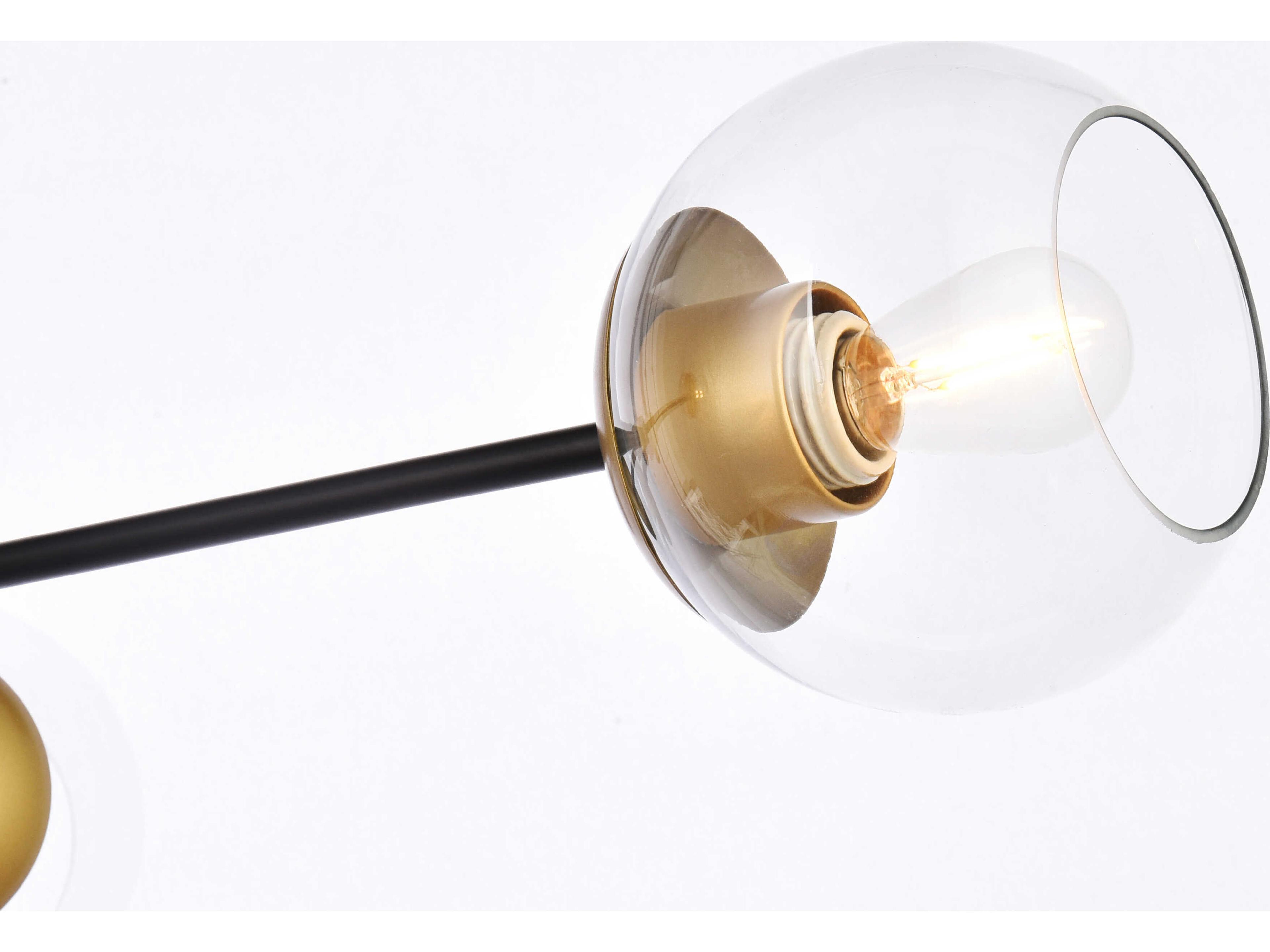 Elegant Lighting Briggs 3-Light Black And Brass Clear Glass Globe Chandelier