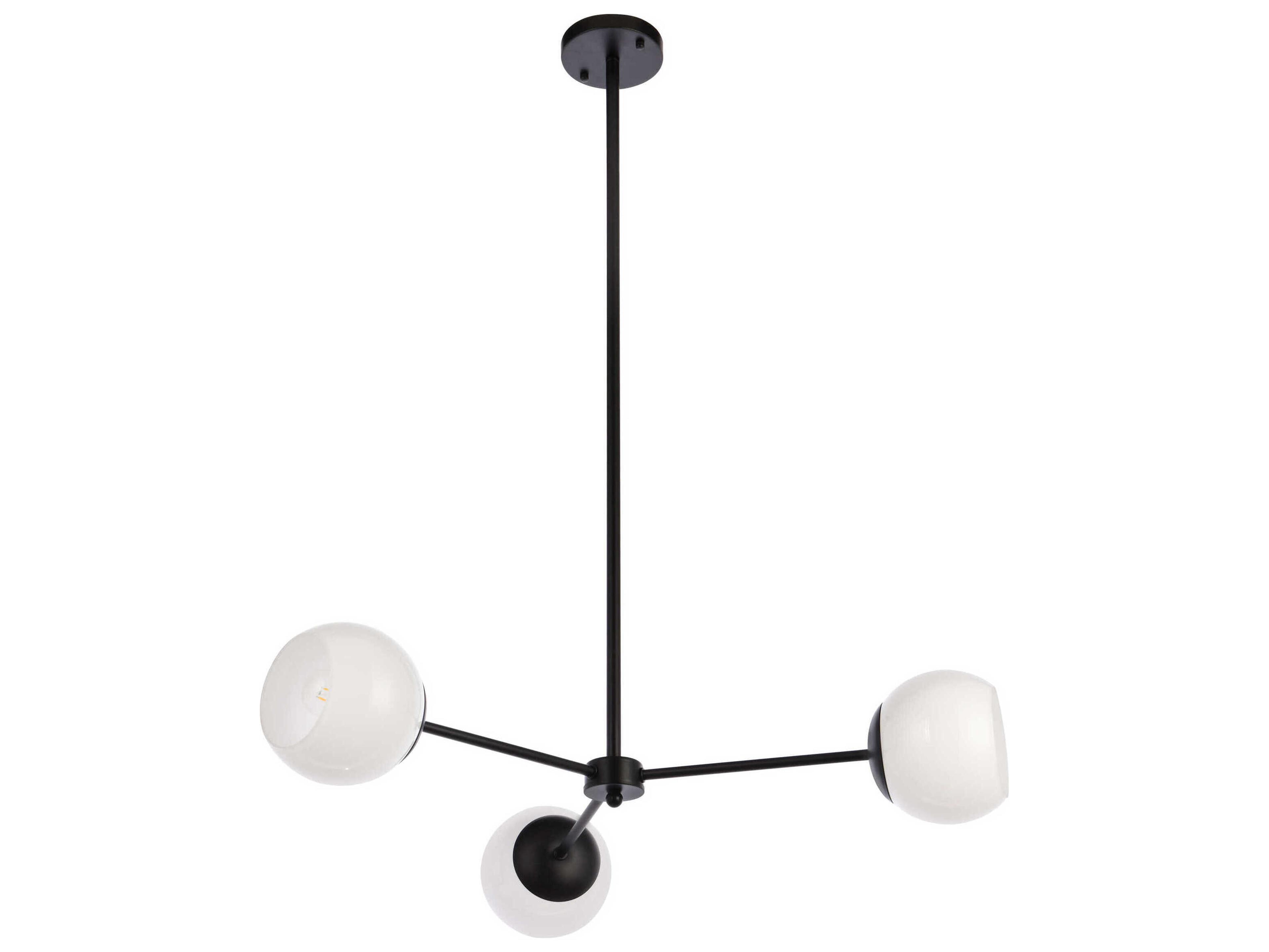 Elegant Lighting Briggs 3-Light Black And White Glass Globe Chandelier