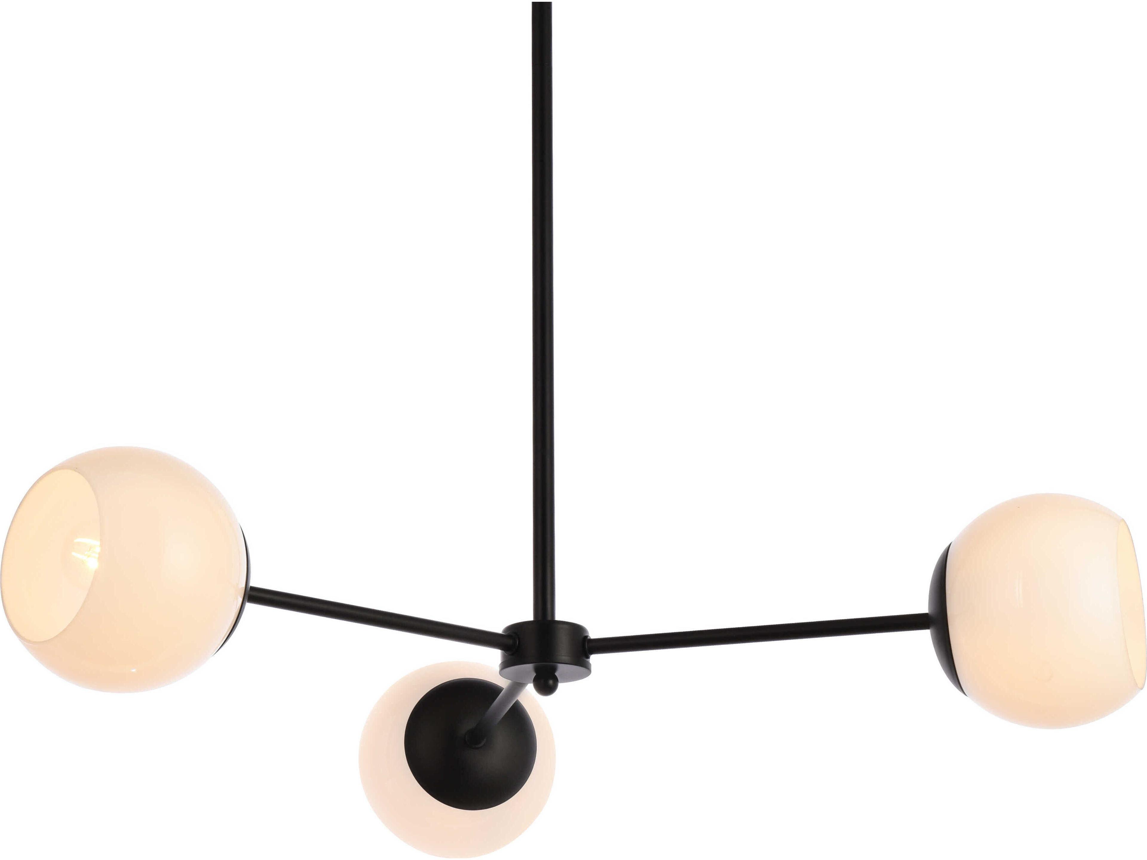 Elegant Lighting Briggs 3-Light Black And White Glass Globe Chandelier