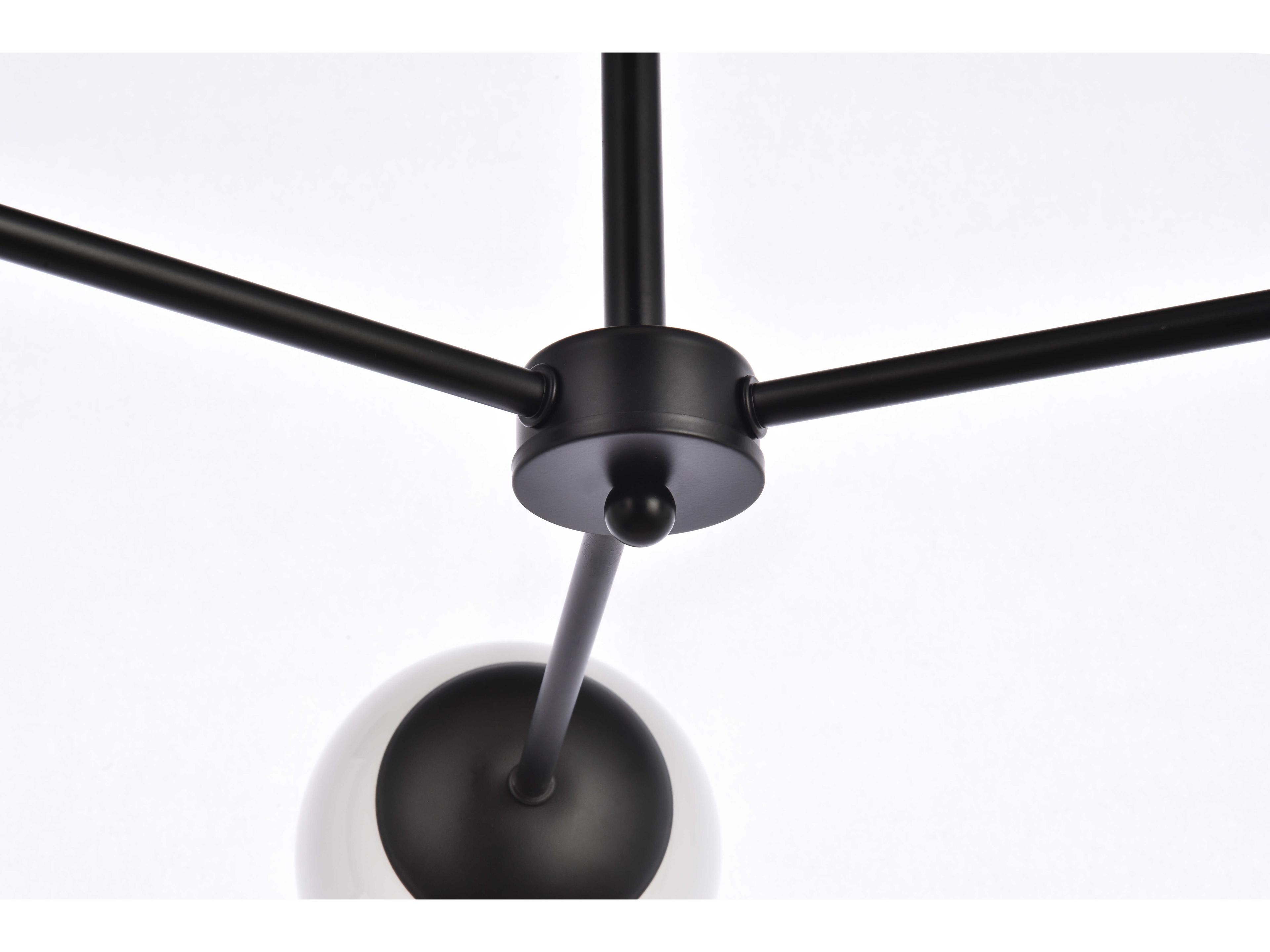 Elegant Lighting Briggs 3-Light Black And White Glass Globe Chandelier