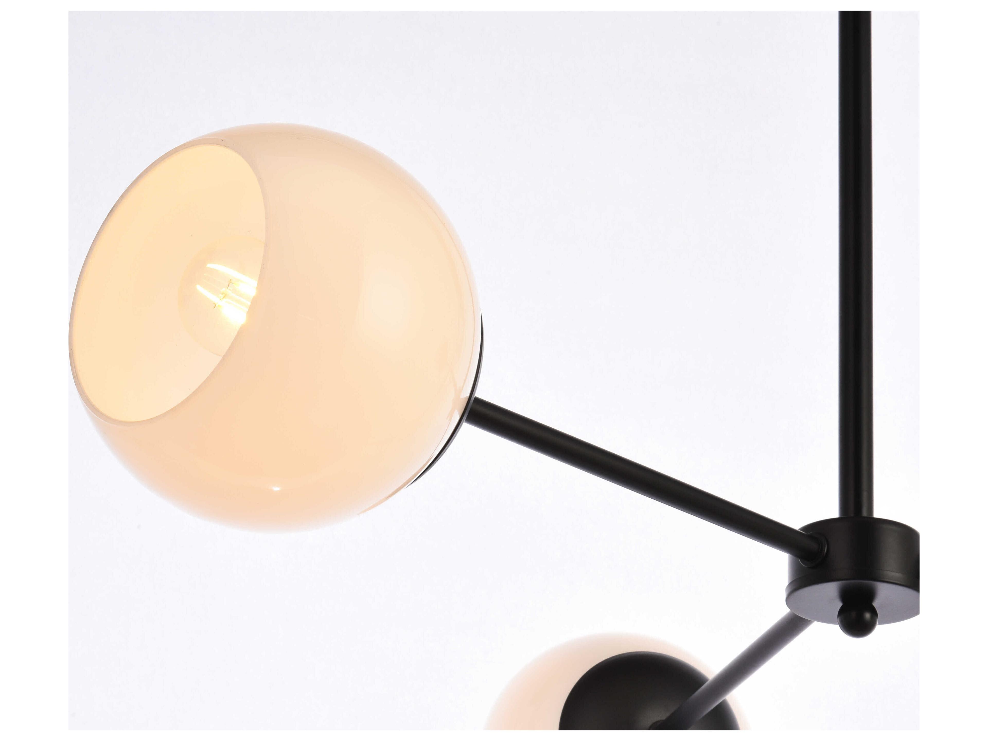 Elegant Lighting Briggs 3-Light Black And White Glass Globe Chandelier