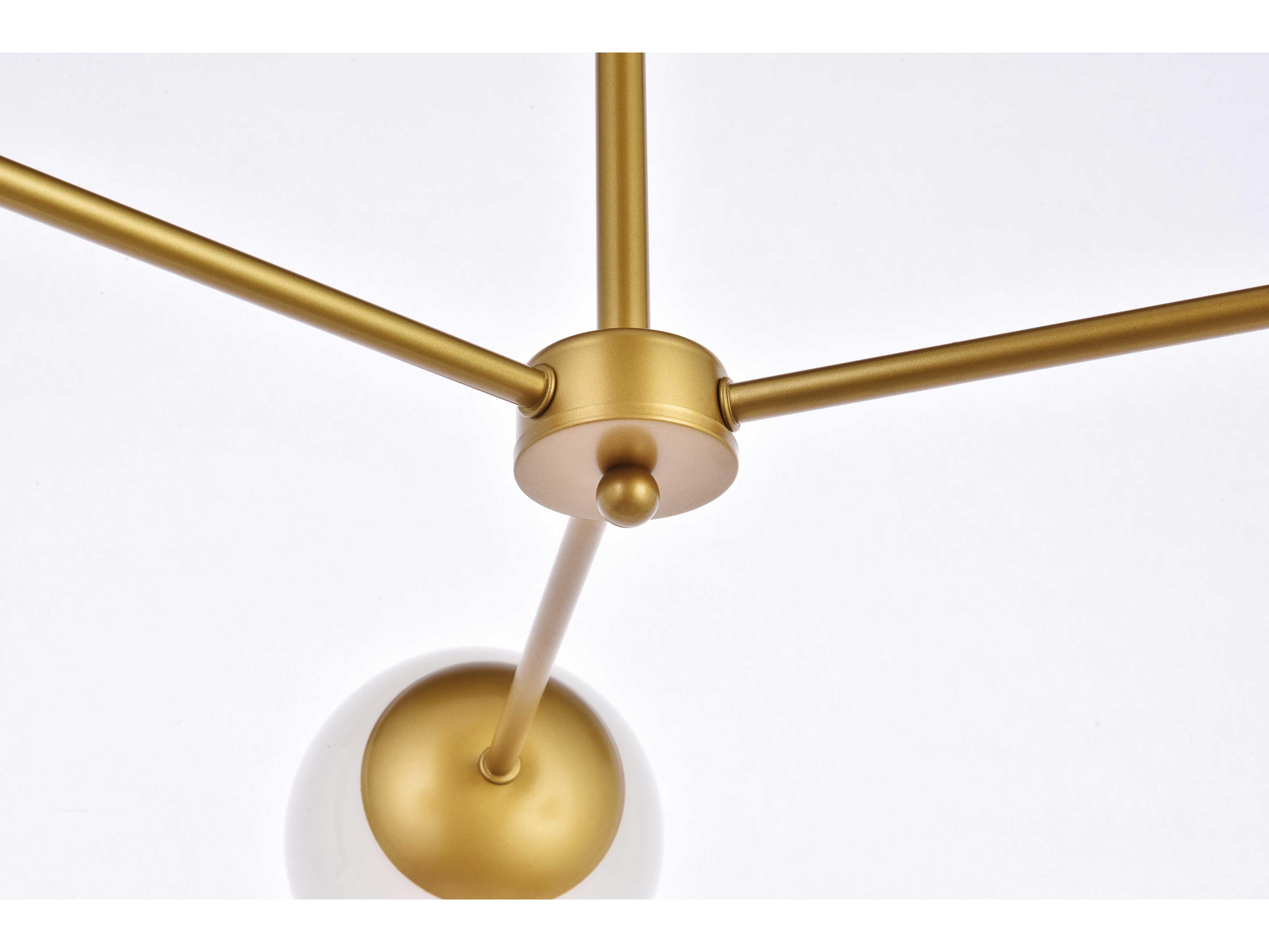 Elegant Lighting Briggs 3-Light Brass And White Glass Globe Chandelier