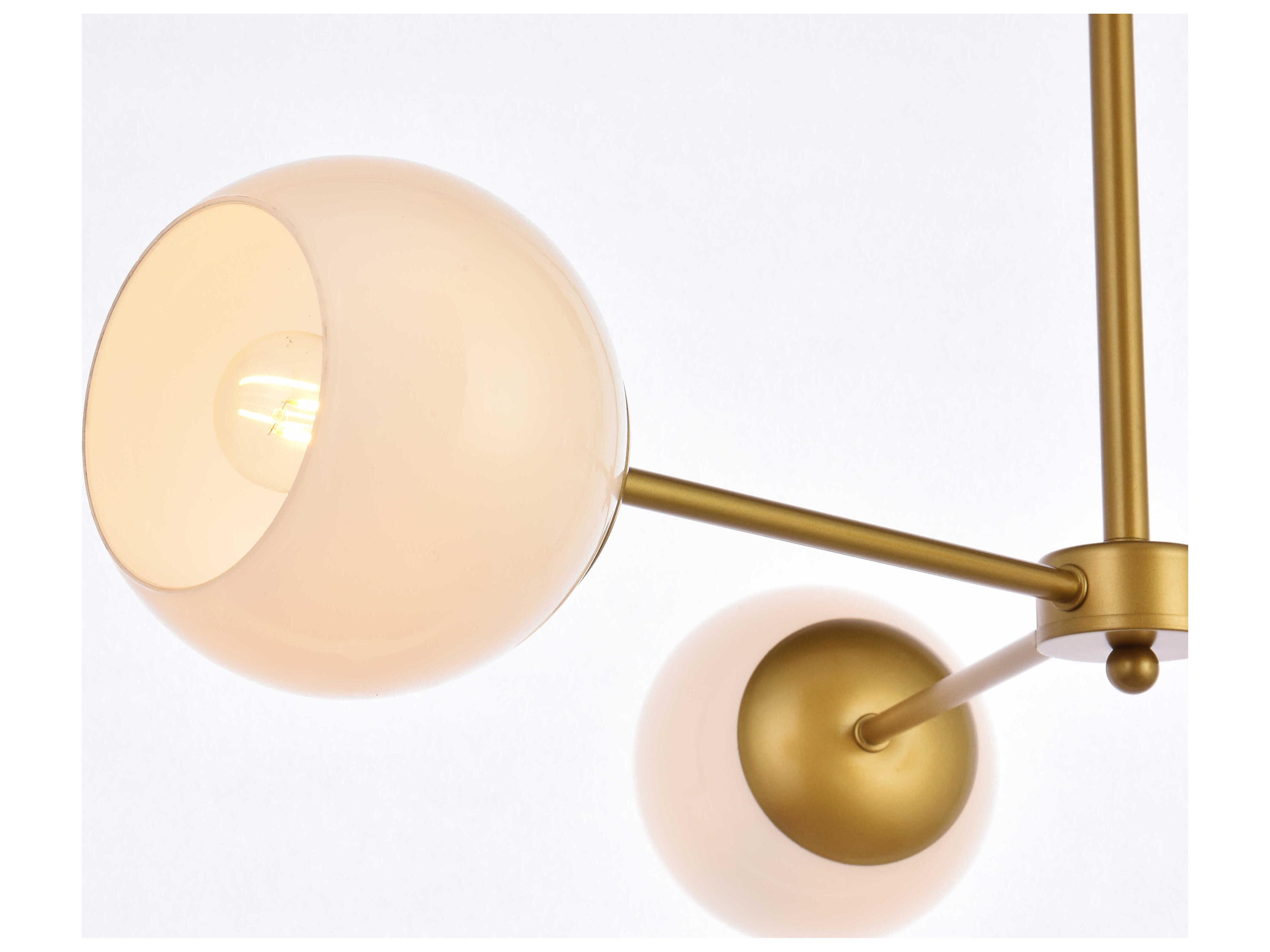 Elegant Lighting Briggs 3-Light Brass And White Glass Globe Chandelier