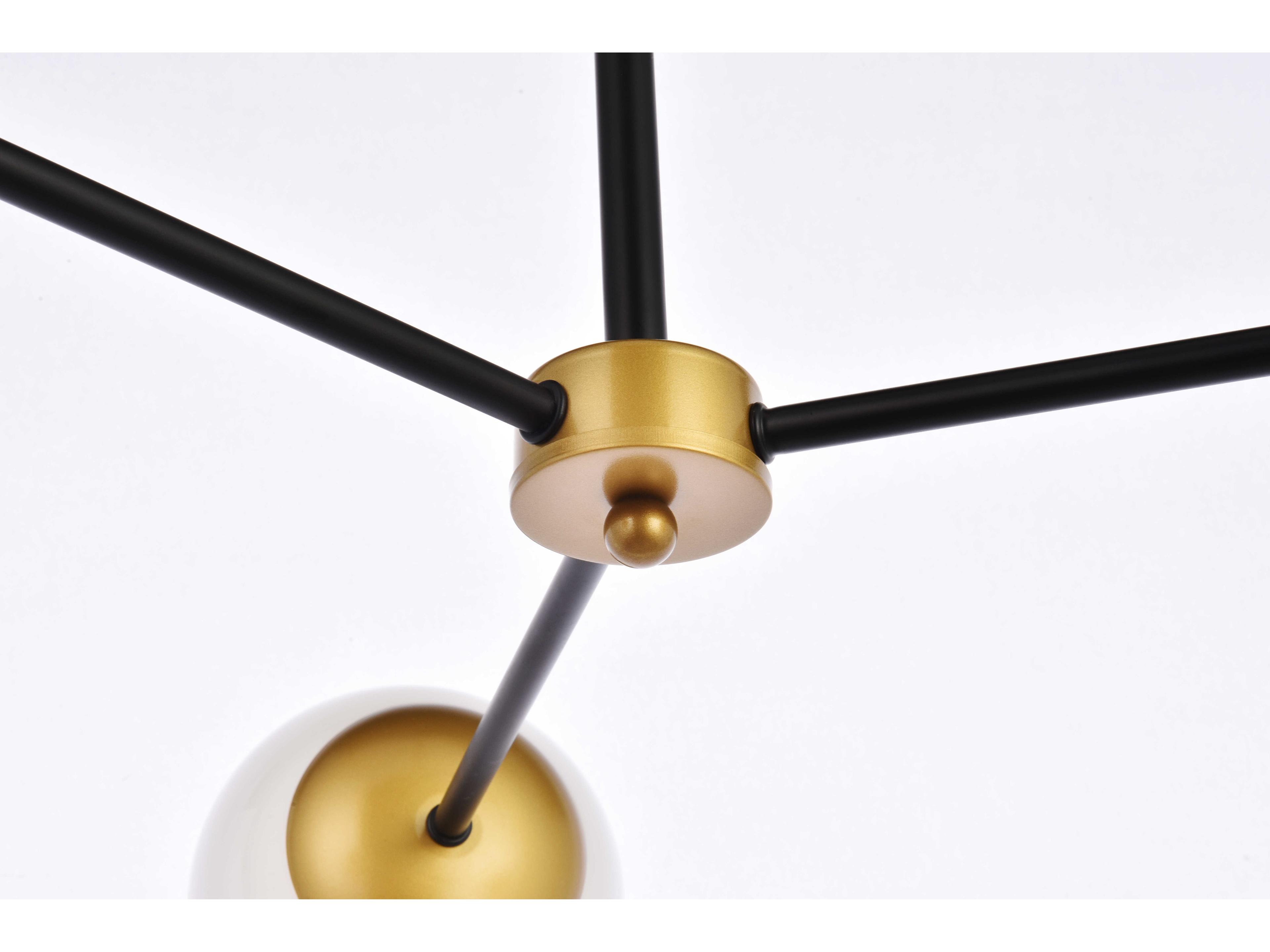 Elegant Lighting Briggs 3-Light Black And Brass White Glass Globe Chandelier