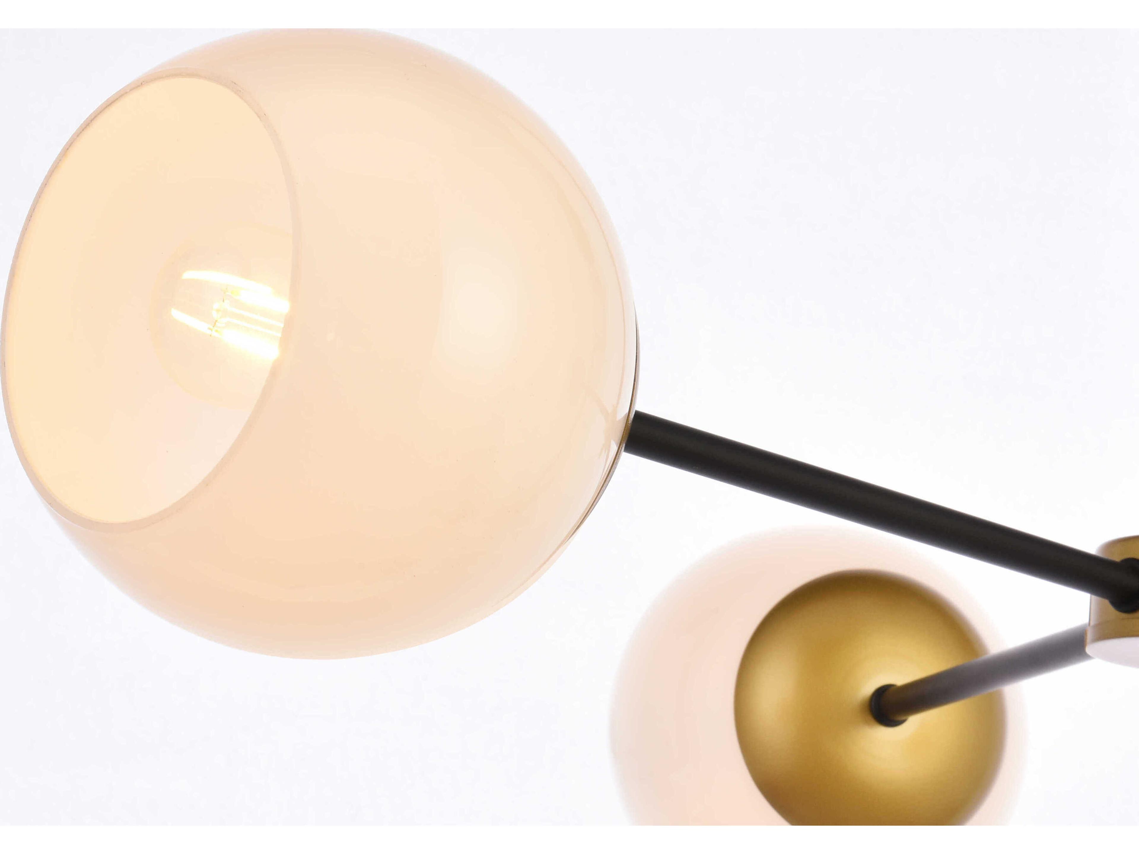 Elegant Lighting Briggs 3-Light Black And Brass White Glass Globe Chandelier