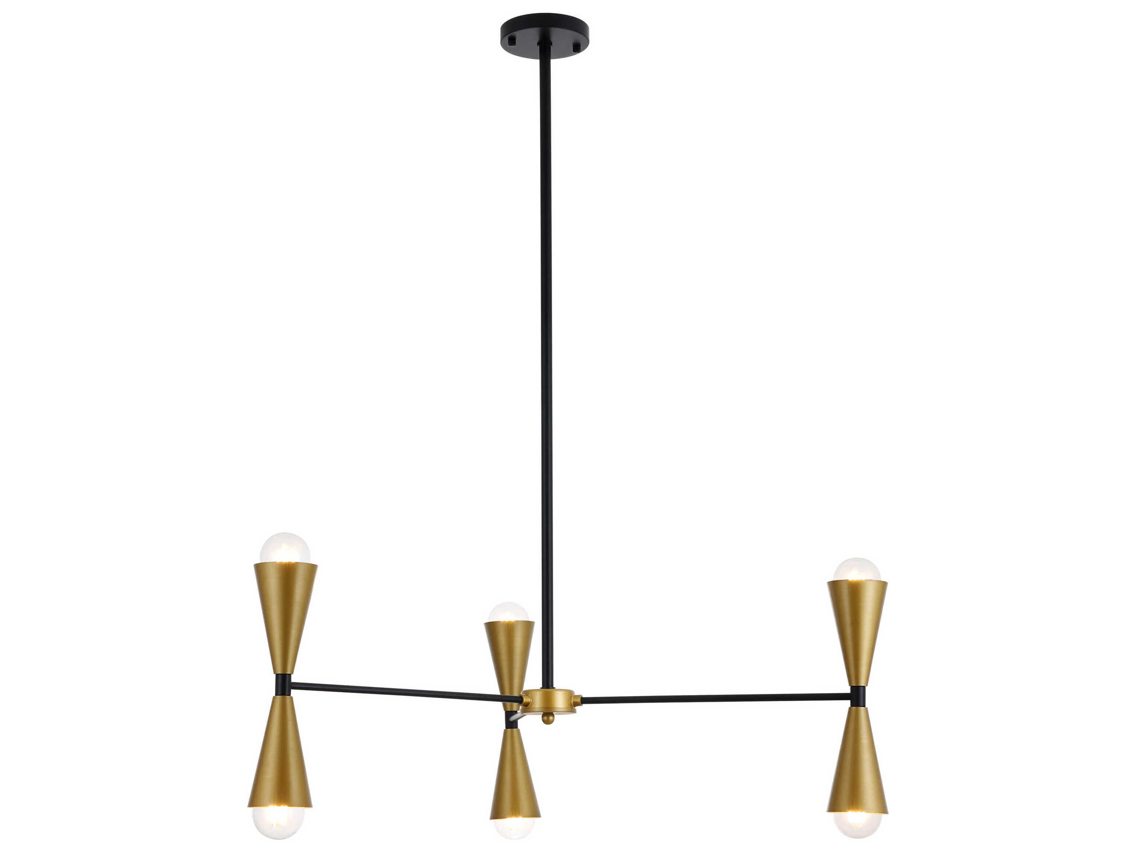 Elegant Lighting Cade 6-Light Black And Brass Chandelier