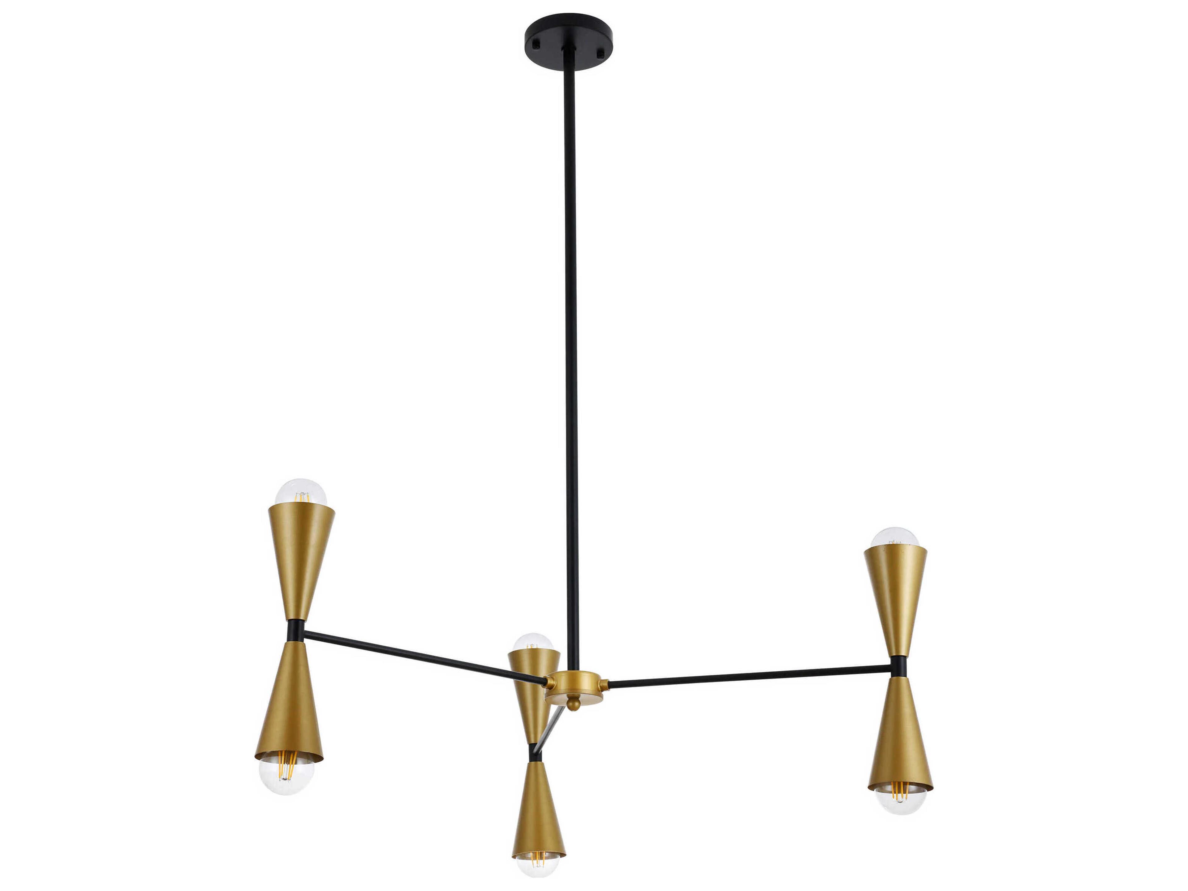 Elegant Lighting Cade 6-Light Black And Brass Chandelier