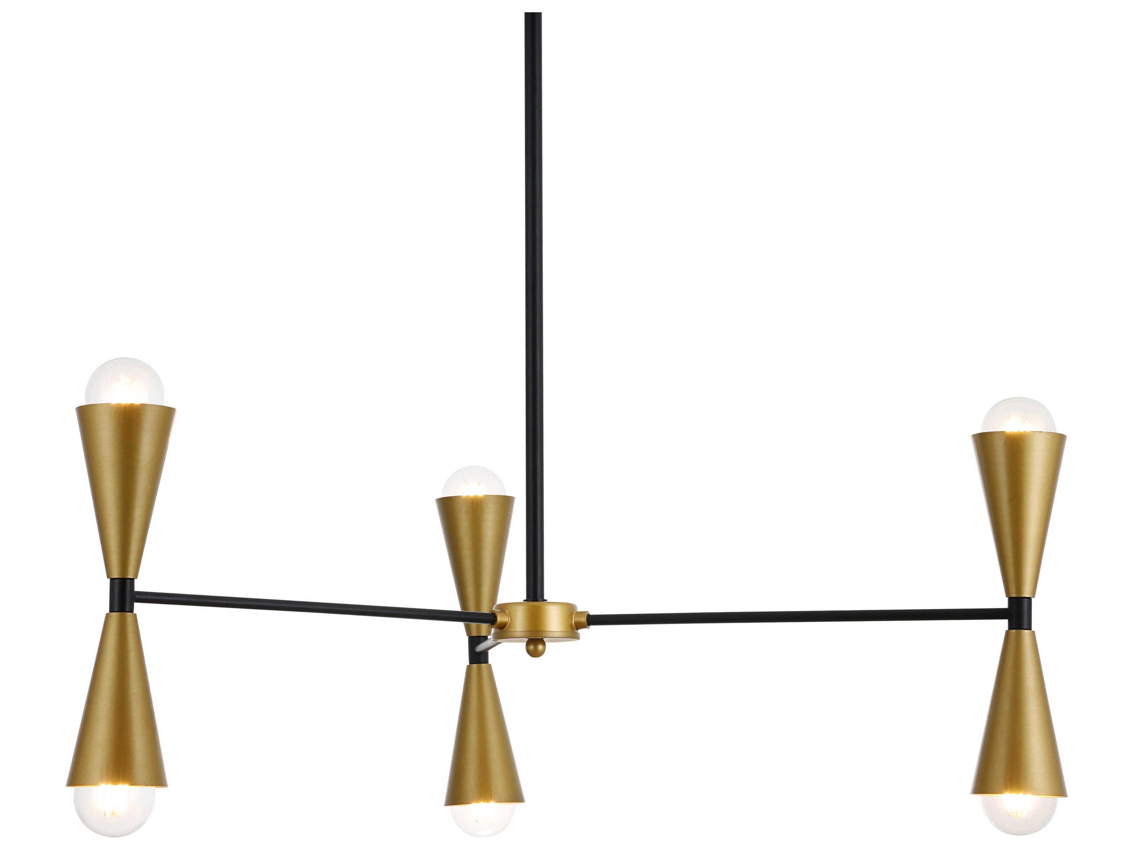 Elegant Lighting Cade 6-Light Black And Brass Chandelier
