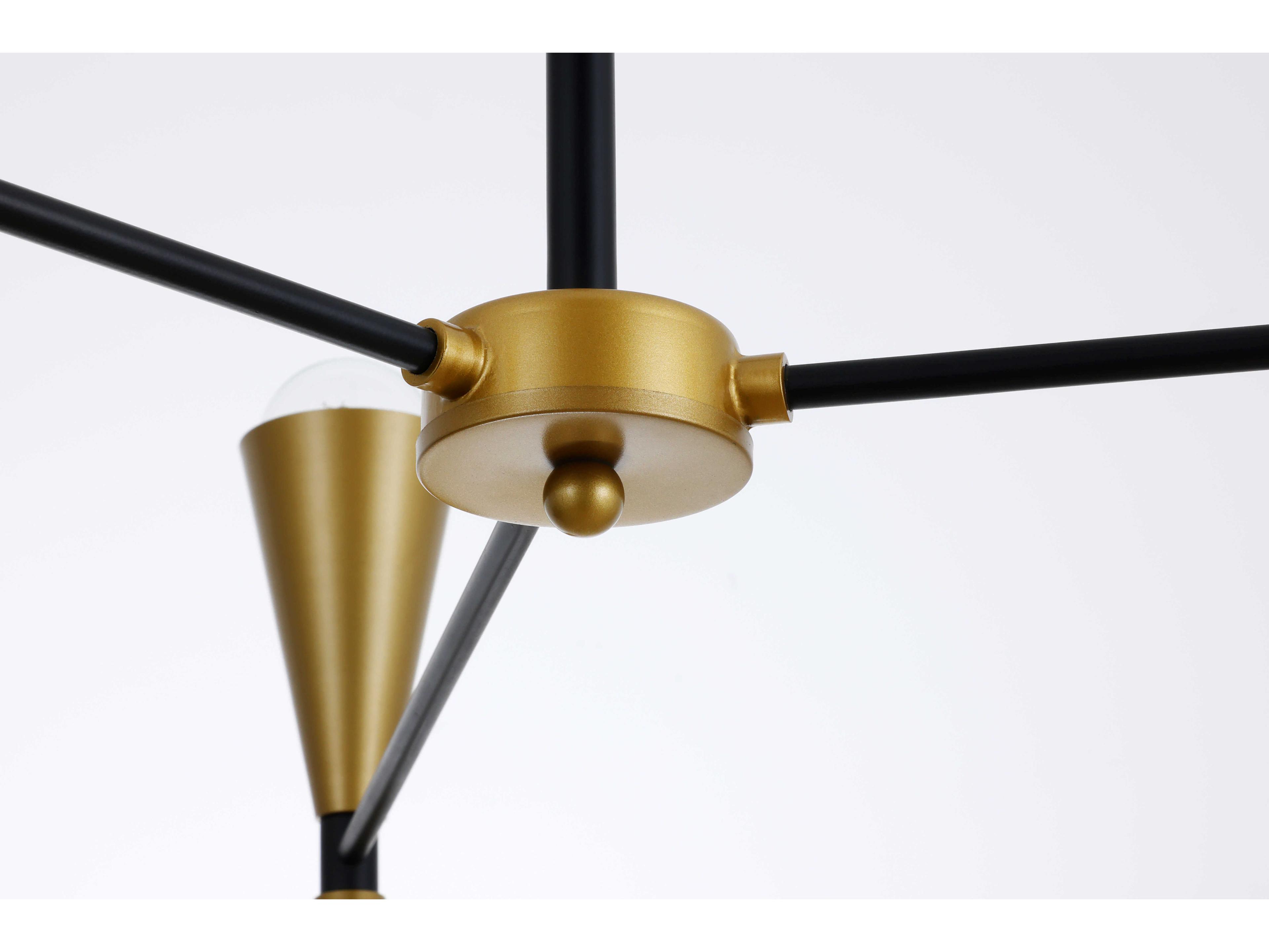 Elegant Lighting Cade 6-Light Black And Brass Chandelier