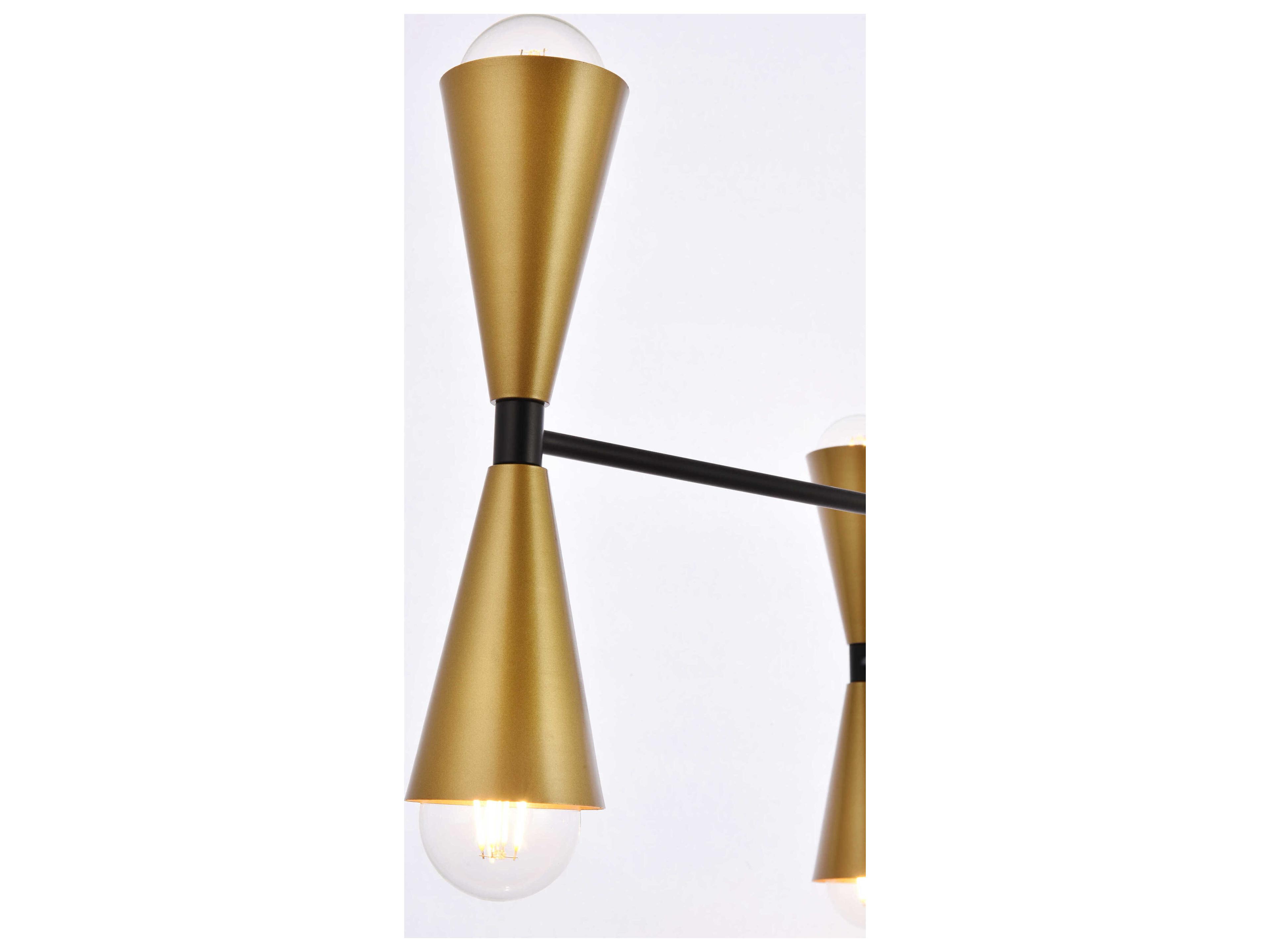 Elegant Lighting Cade 6-Light Black And Brass Chandelier