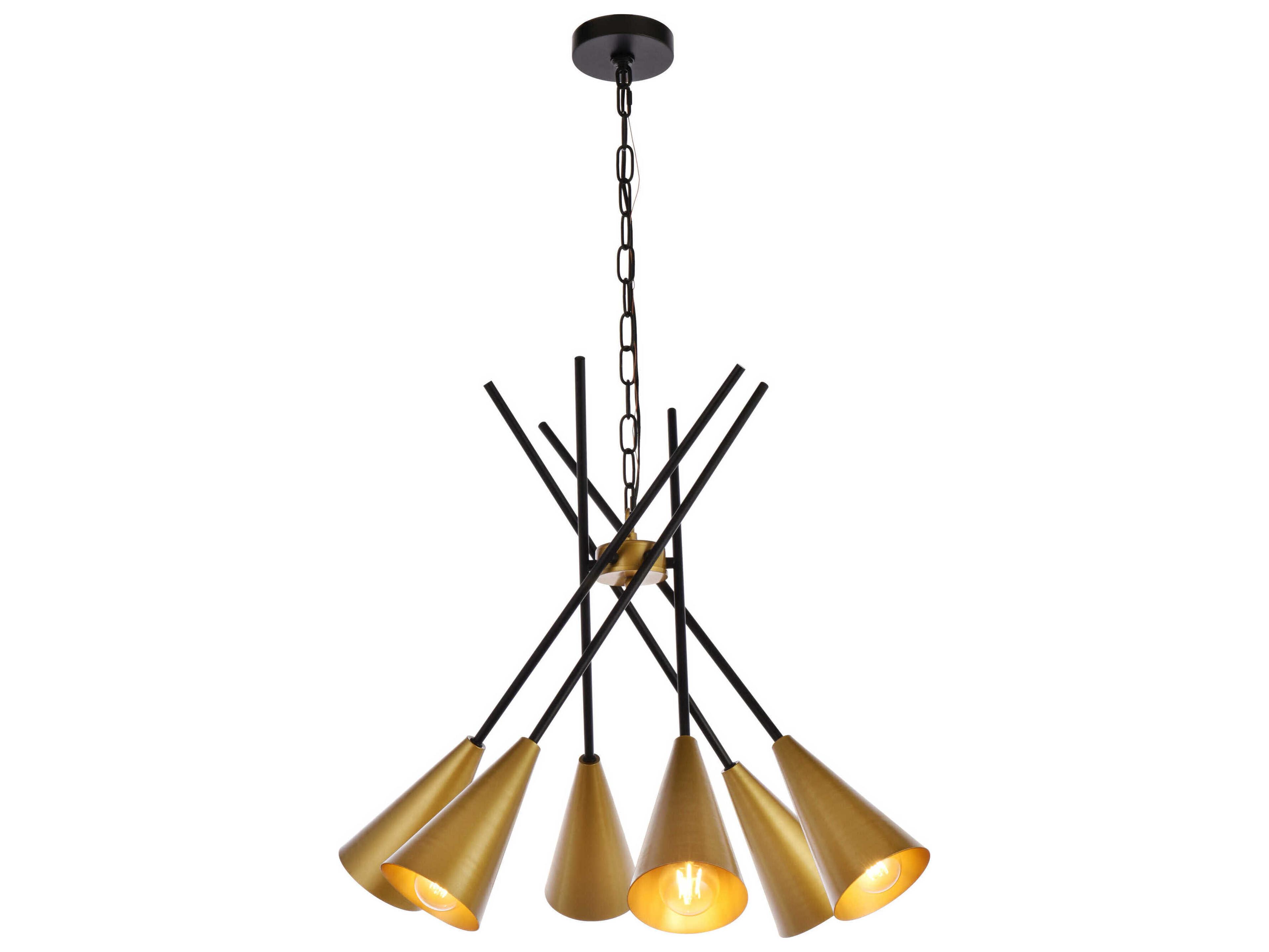 Elegant Lighting Casen 6-Light Black And Brass Chandelier