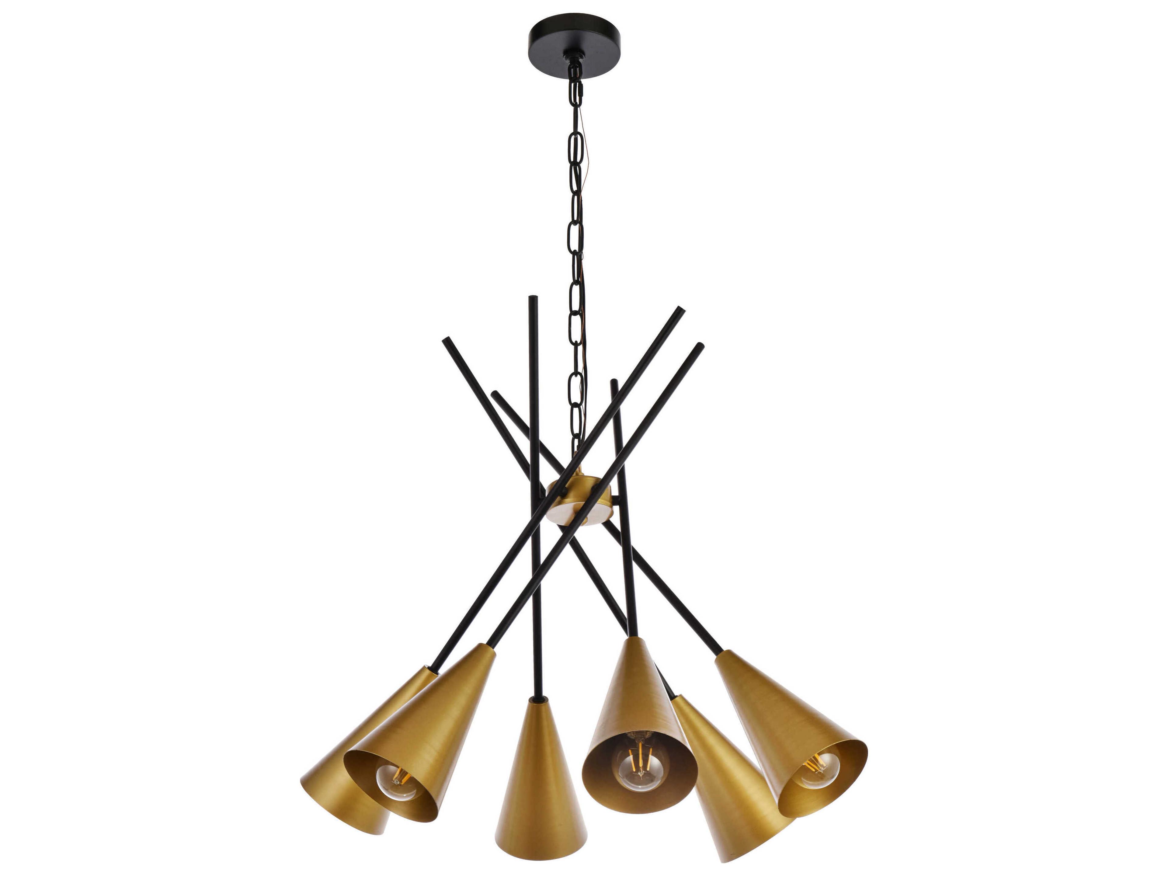 Elegant Lighting Casen 6-Light Black And Brass Chandelier