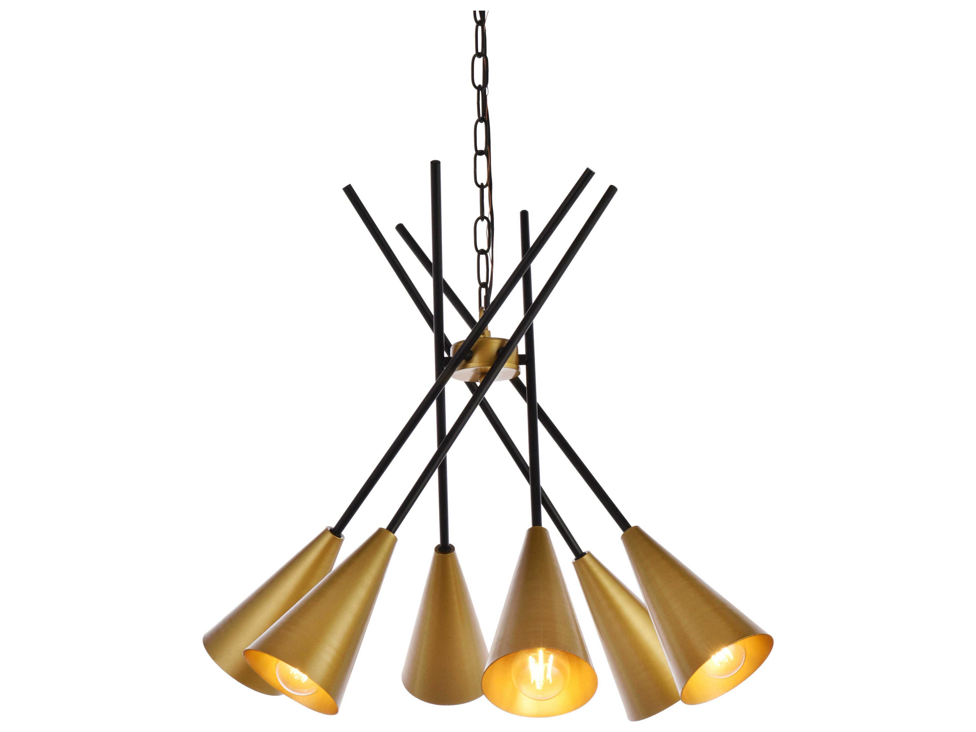 Elegant Lighting Casen 6-Light Black And Brass Chandelier