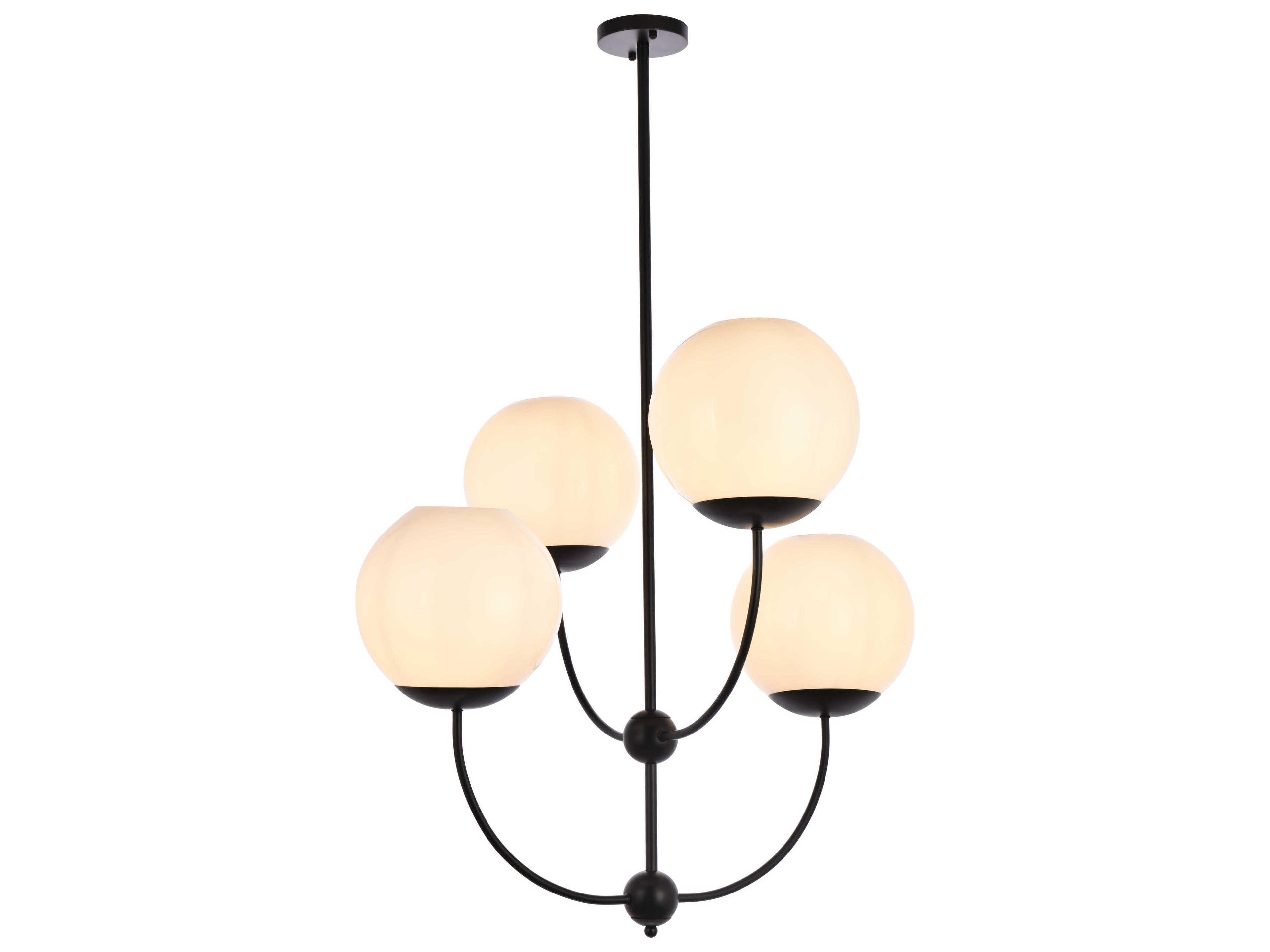 Lennon 4-Light Black And White Glass Globe Tiered Chandelier