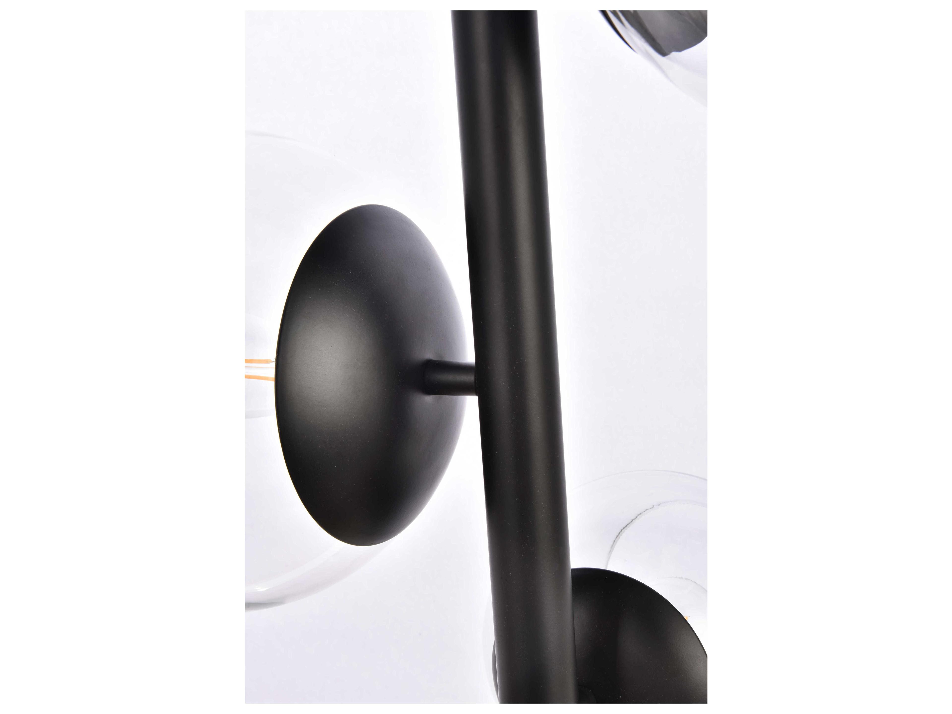 Elegant Lighting Wells 4-Light Black And Clear Glass Globe Pendant
