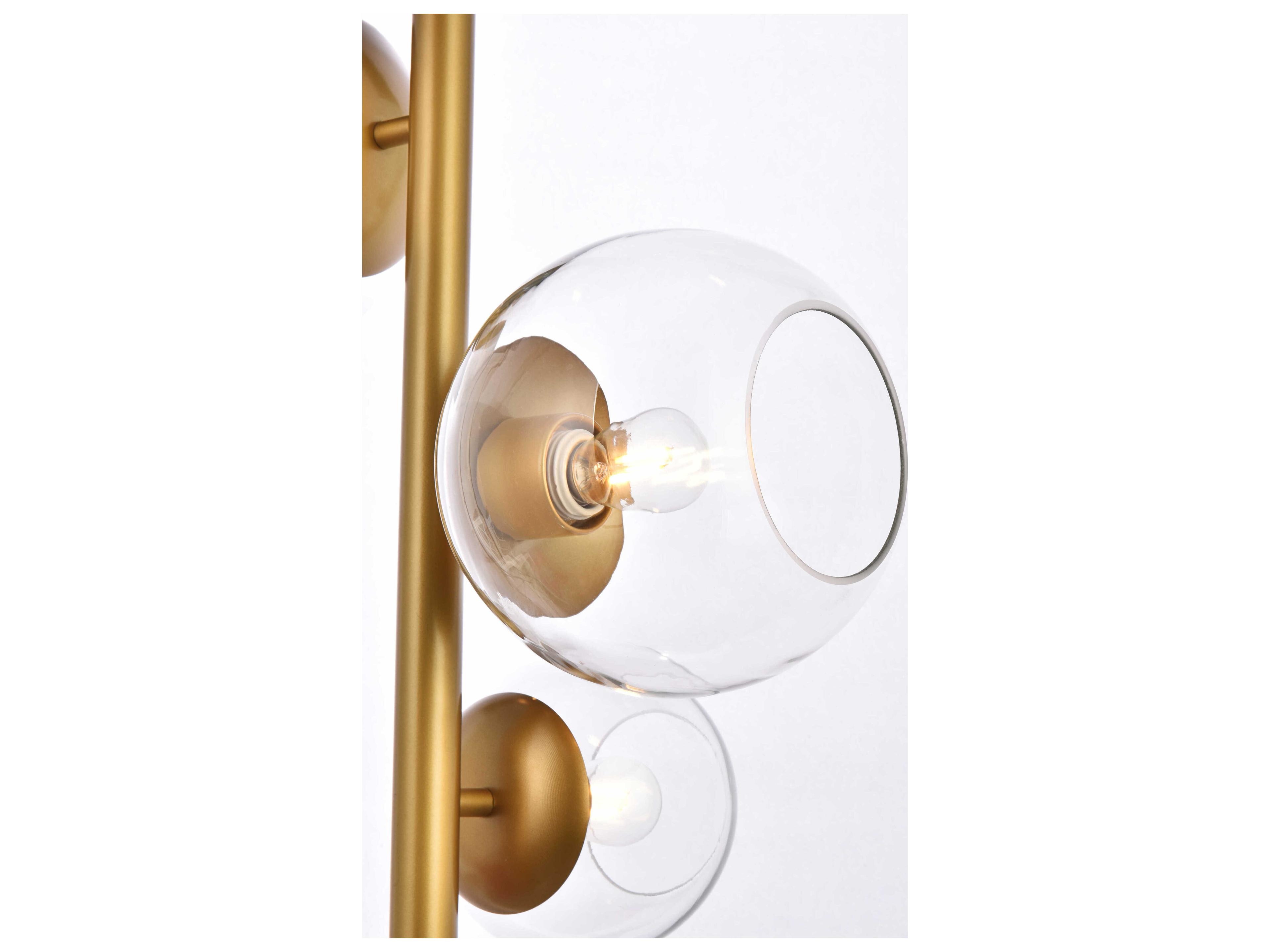 Elegant Lighting Wells 4-Light Brass And Clear Glass Globe Pendant