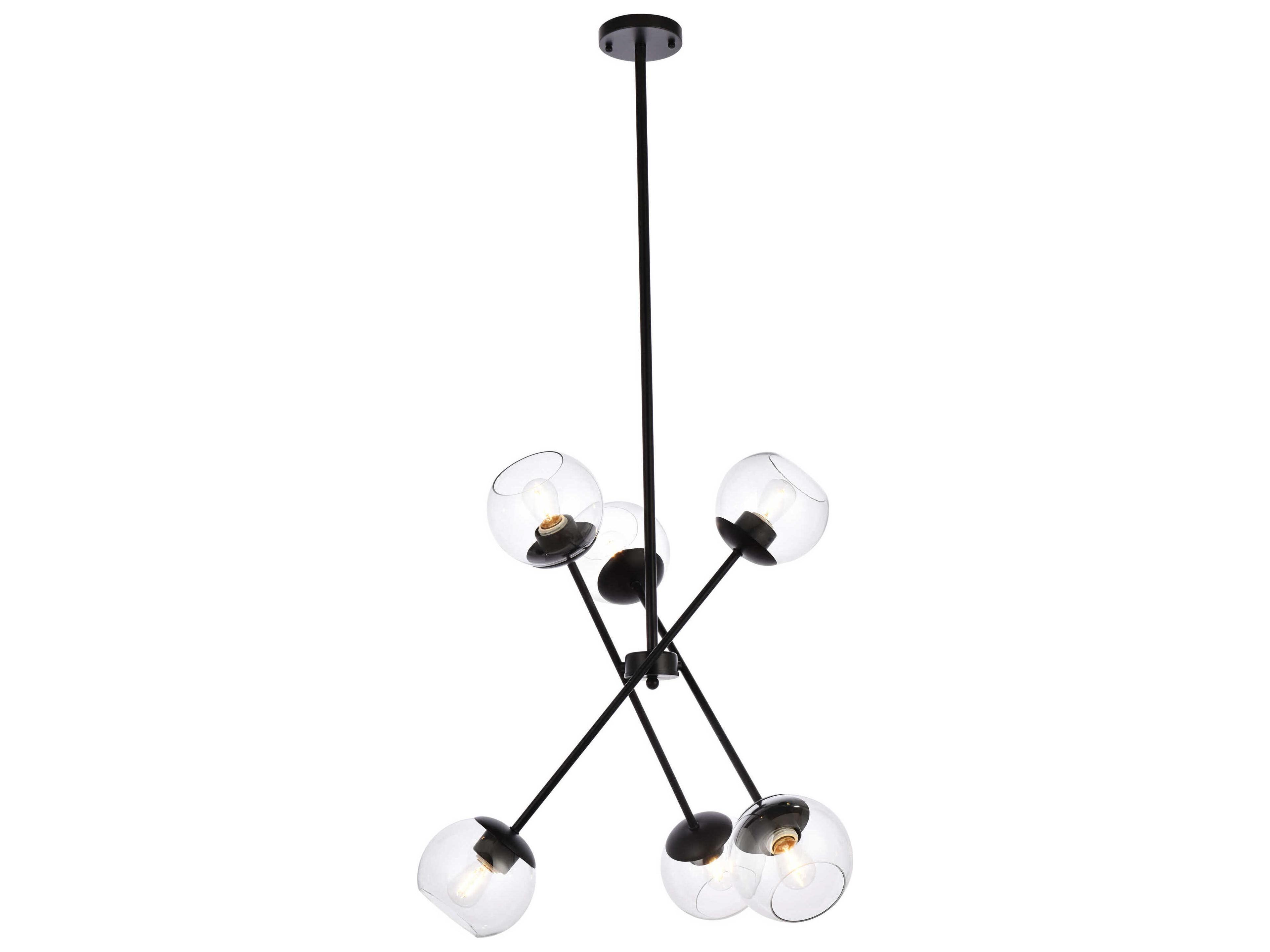 Axl 6-Light Black And Clear Glass Globe Pendant