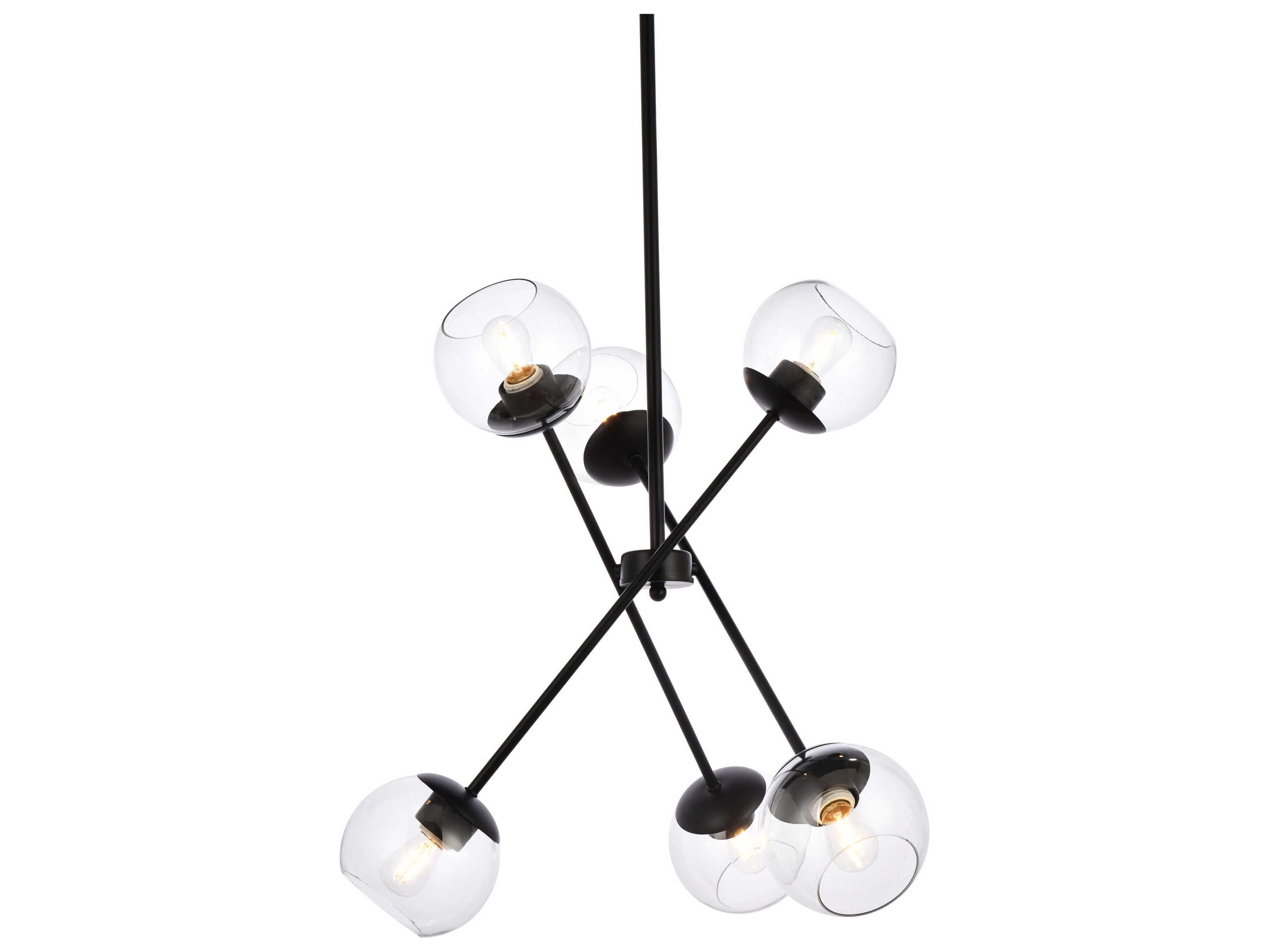 Elegant Lighting Axl 6-Light Black And Clear Glass Globe Pendant