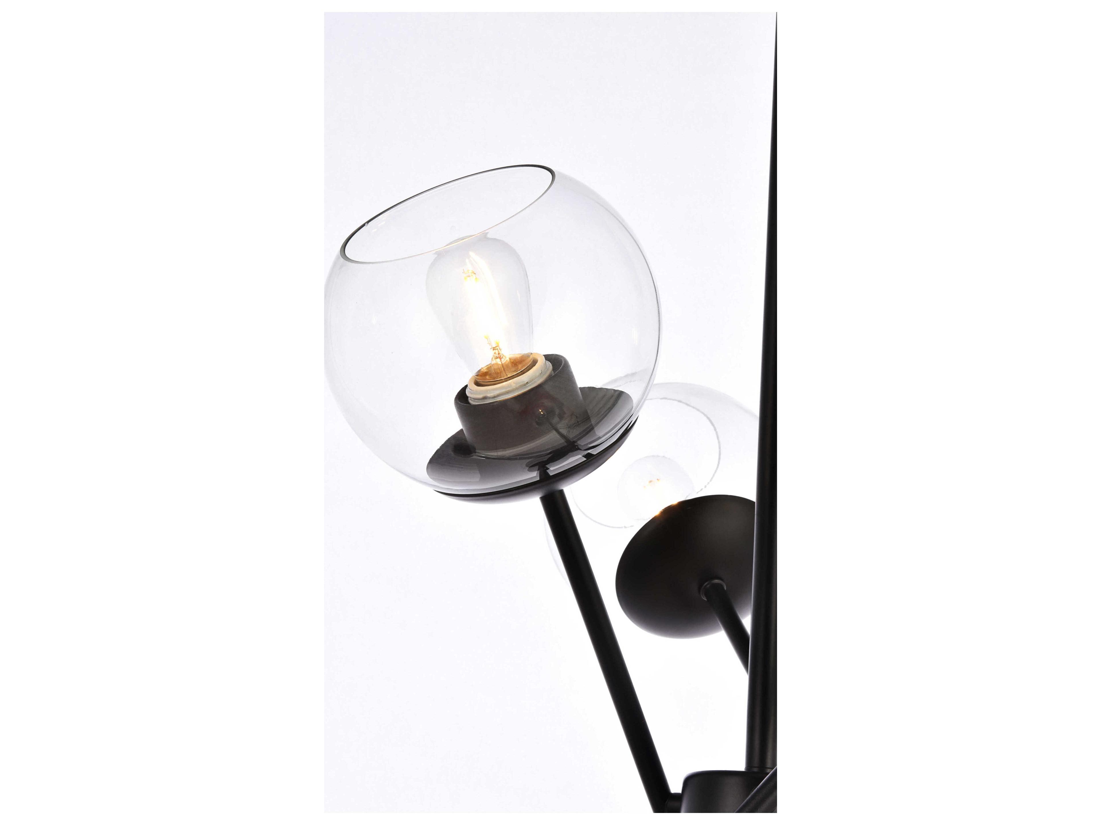 Elegant Lighting Axl 6-Light Black And Clear Glass Globe Pendant