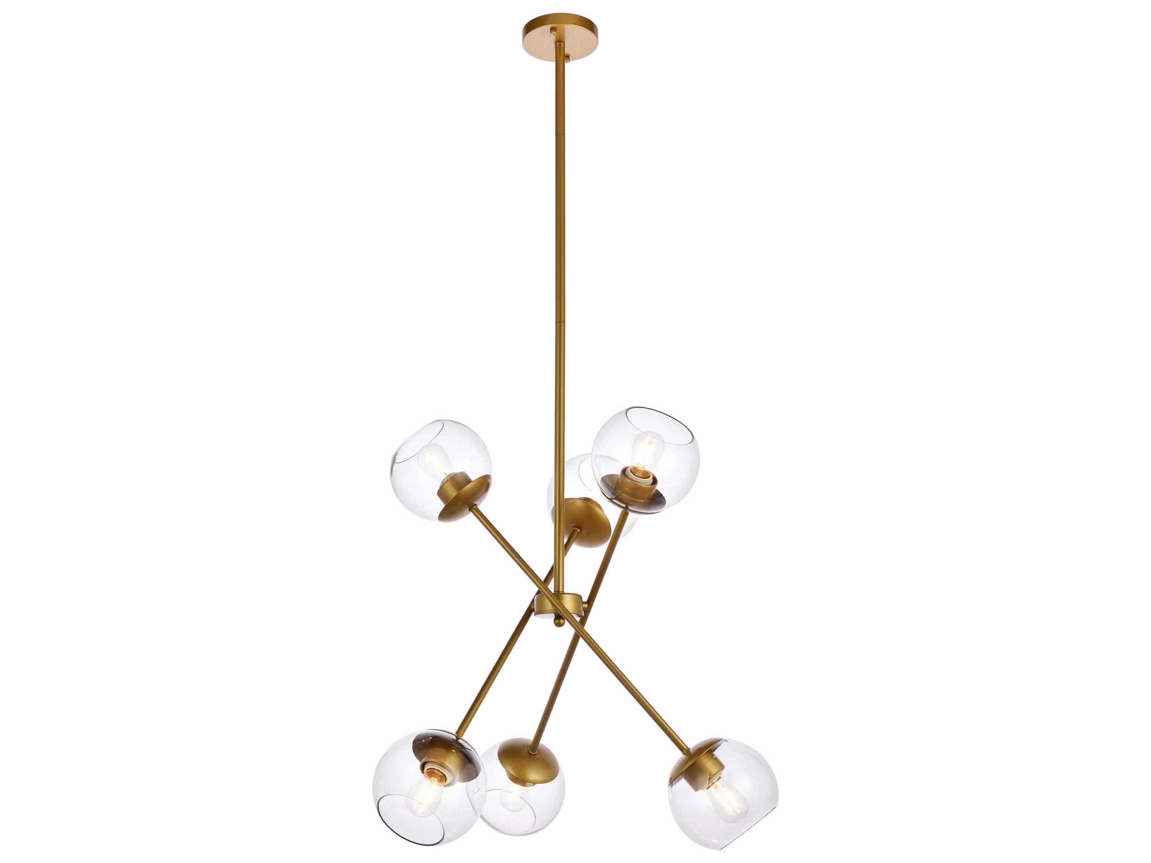 Axl 6-Light Brass And Clear Glass Globe Pendant